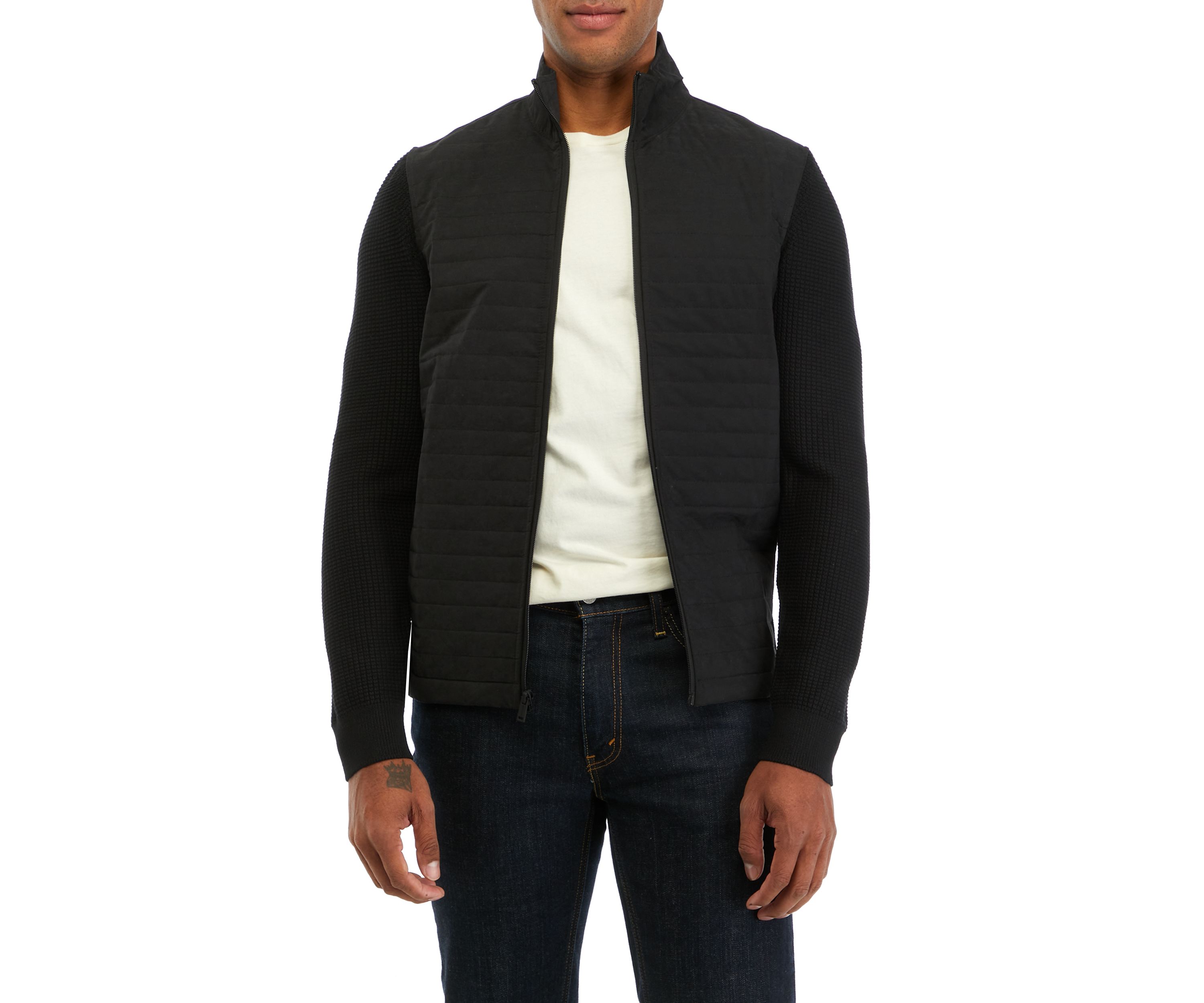 Mens Quilted Full Zip Sweater