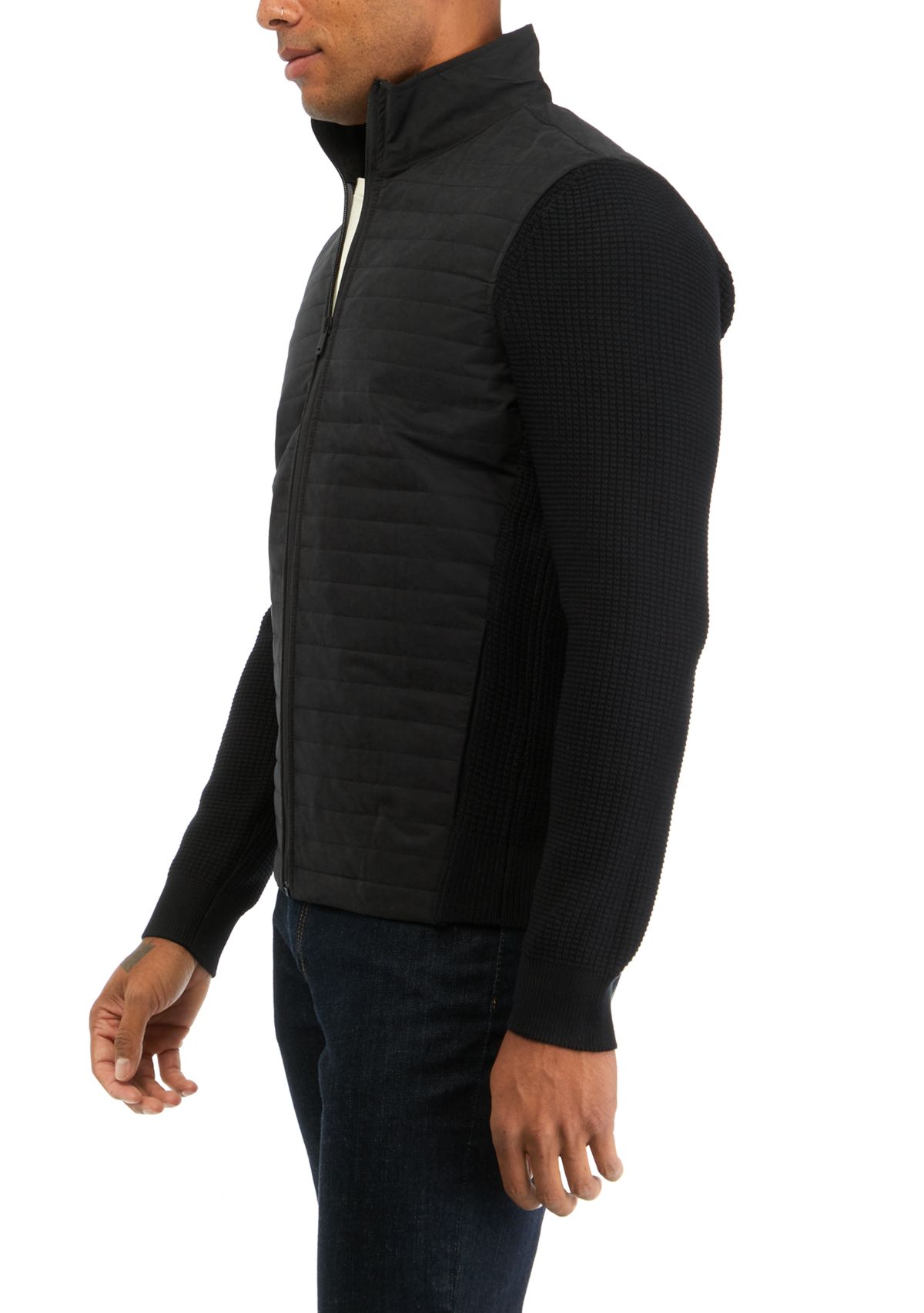 Mens Quilted Full Zip Sweater
