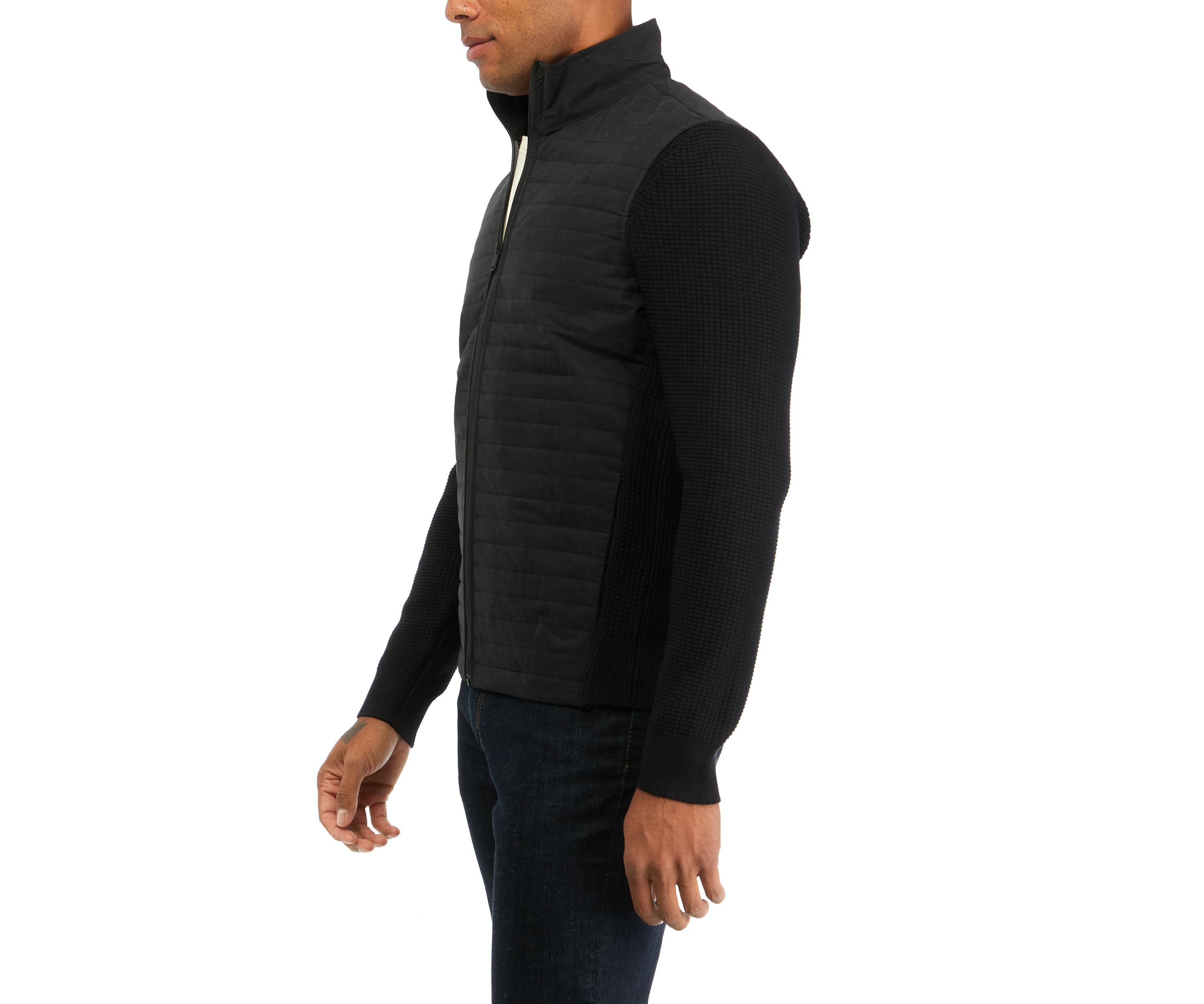 Mens Quilted Full Zip Sweater