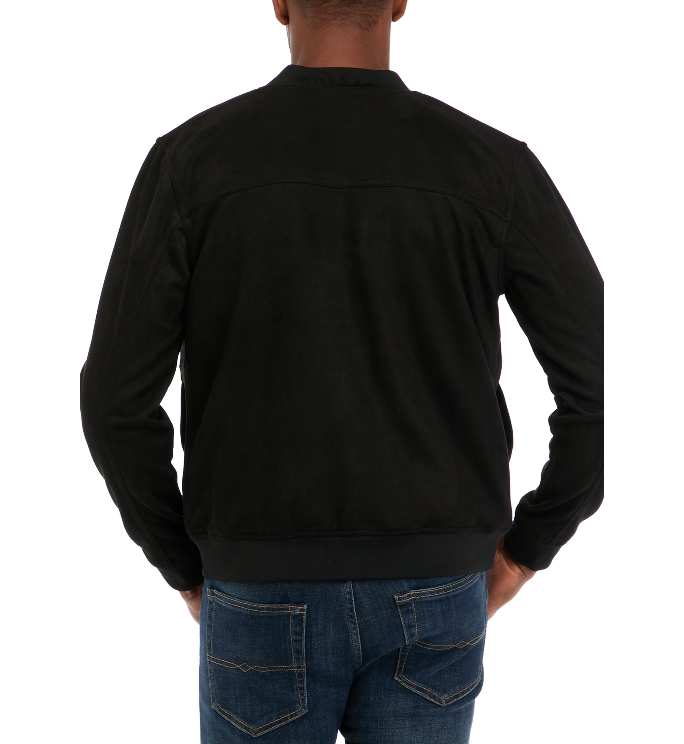 Mens Faux Suede Knit Trucker Jacket