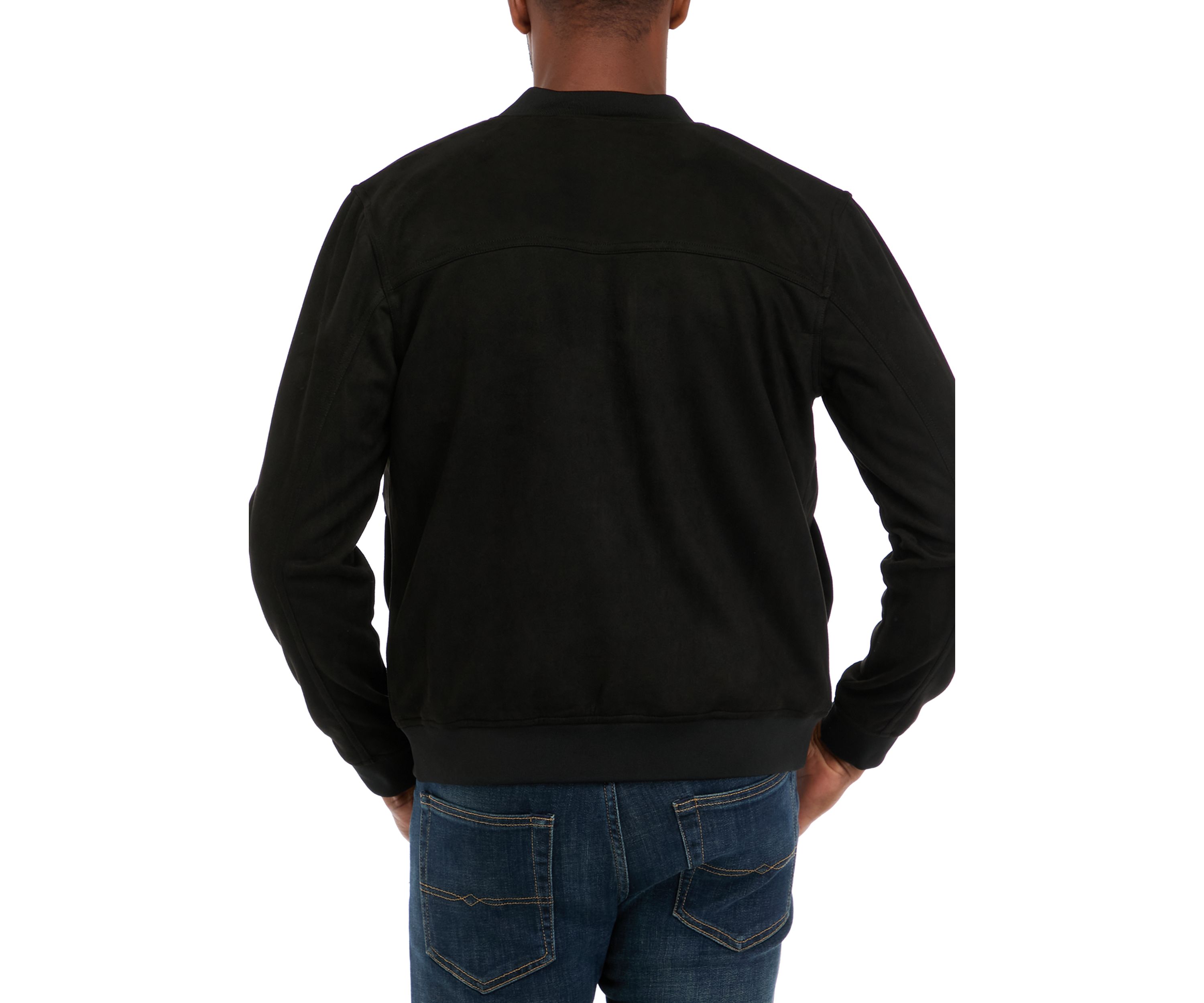 Mens Faux Suede Knit Trucker Jacket