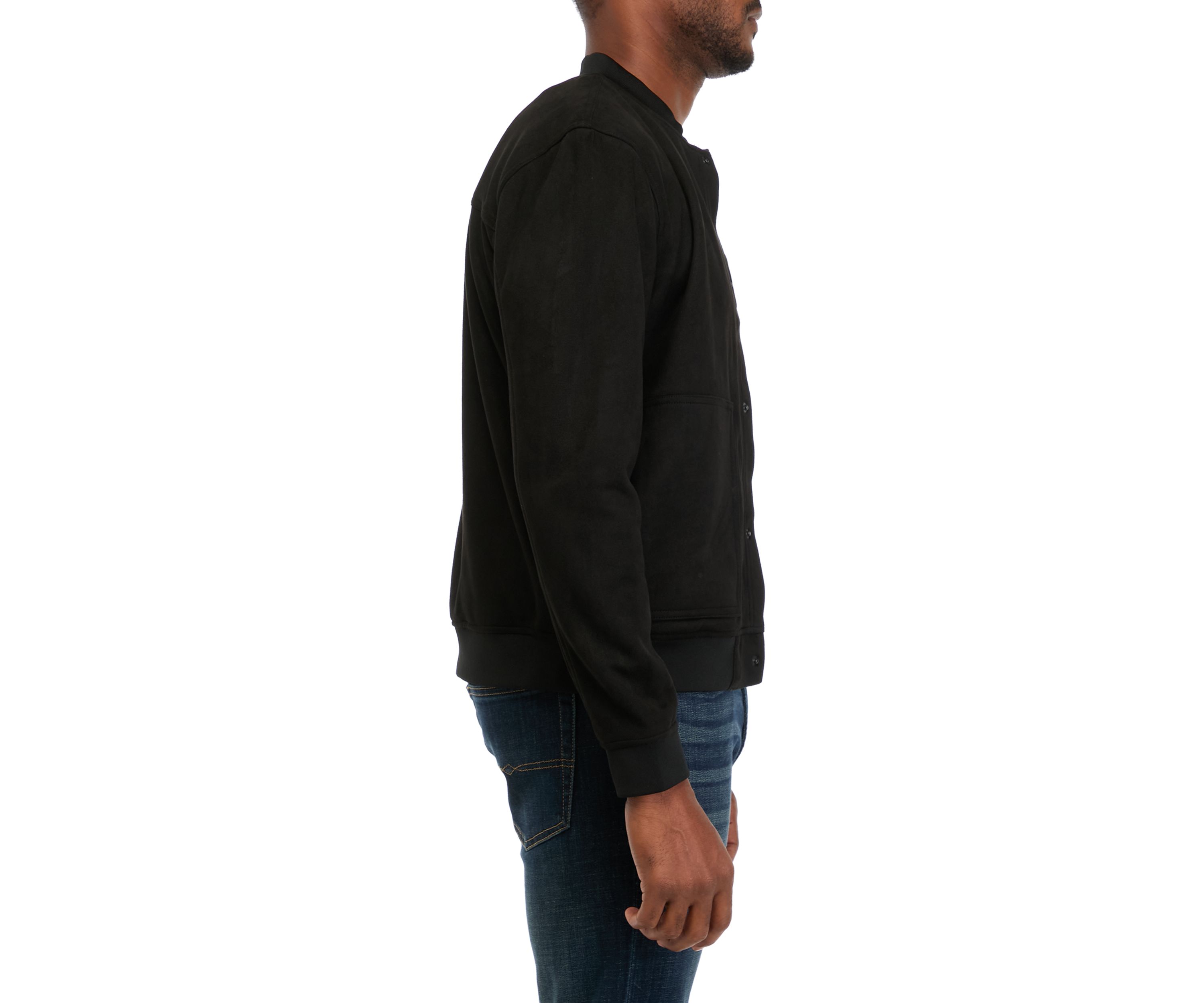 Mens Faux Suede Knit Trucker Jacket