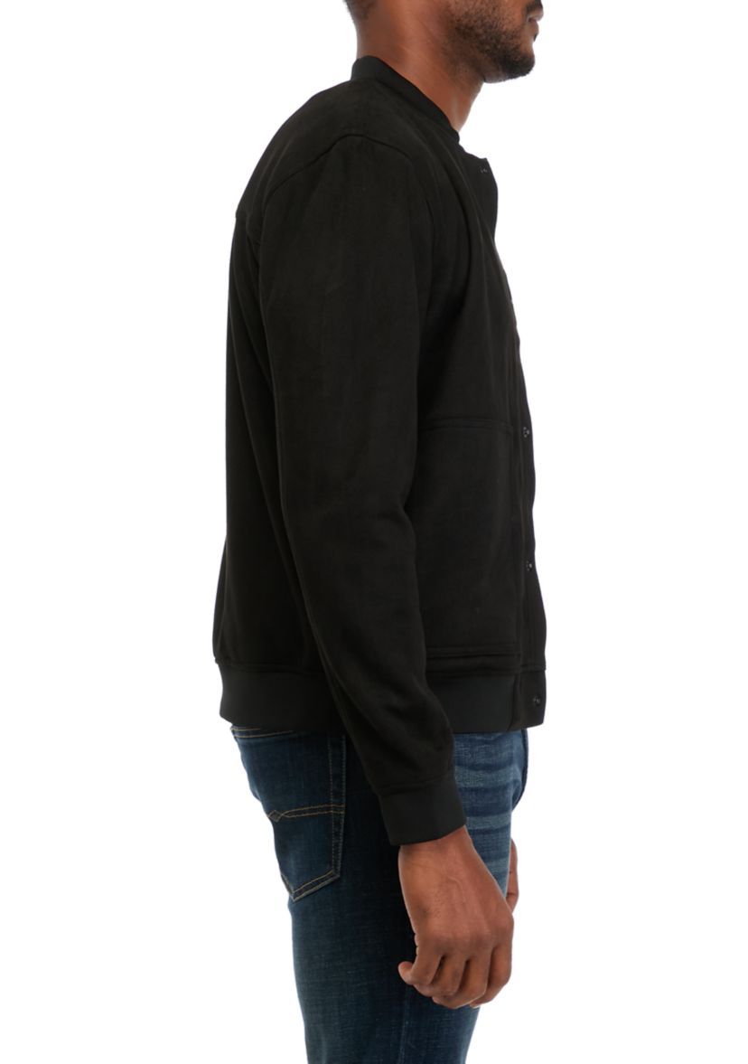 Mens Faux Suede Knit Trucker Jacket