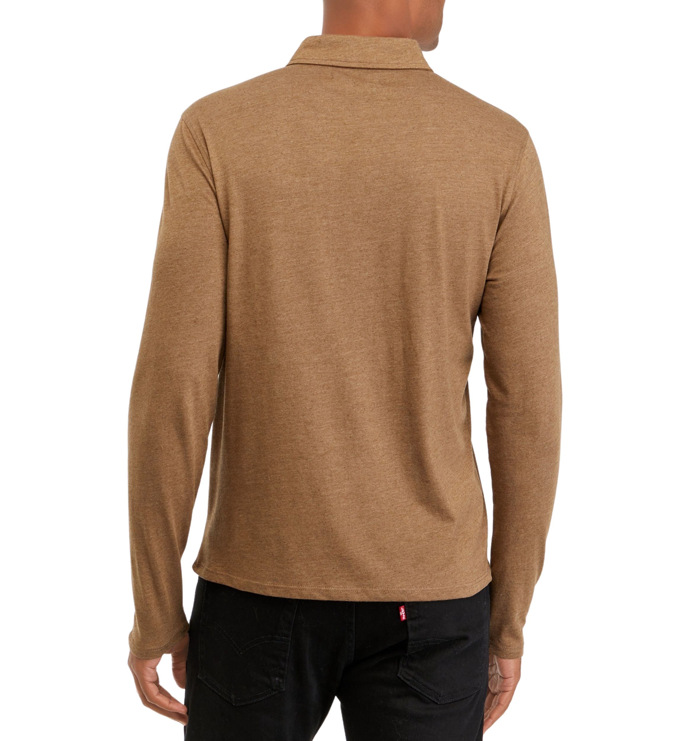 Mens Long Sleeve Melange Polo Shirt