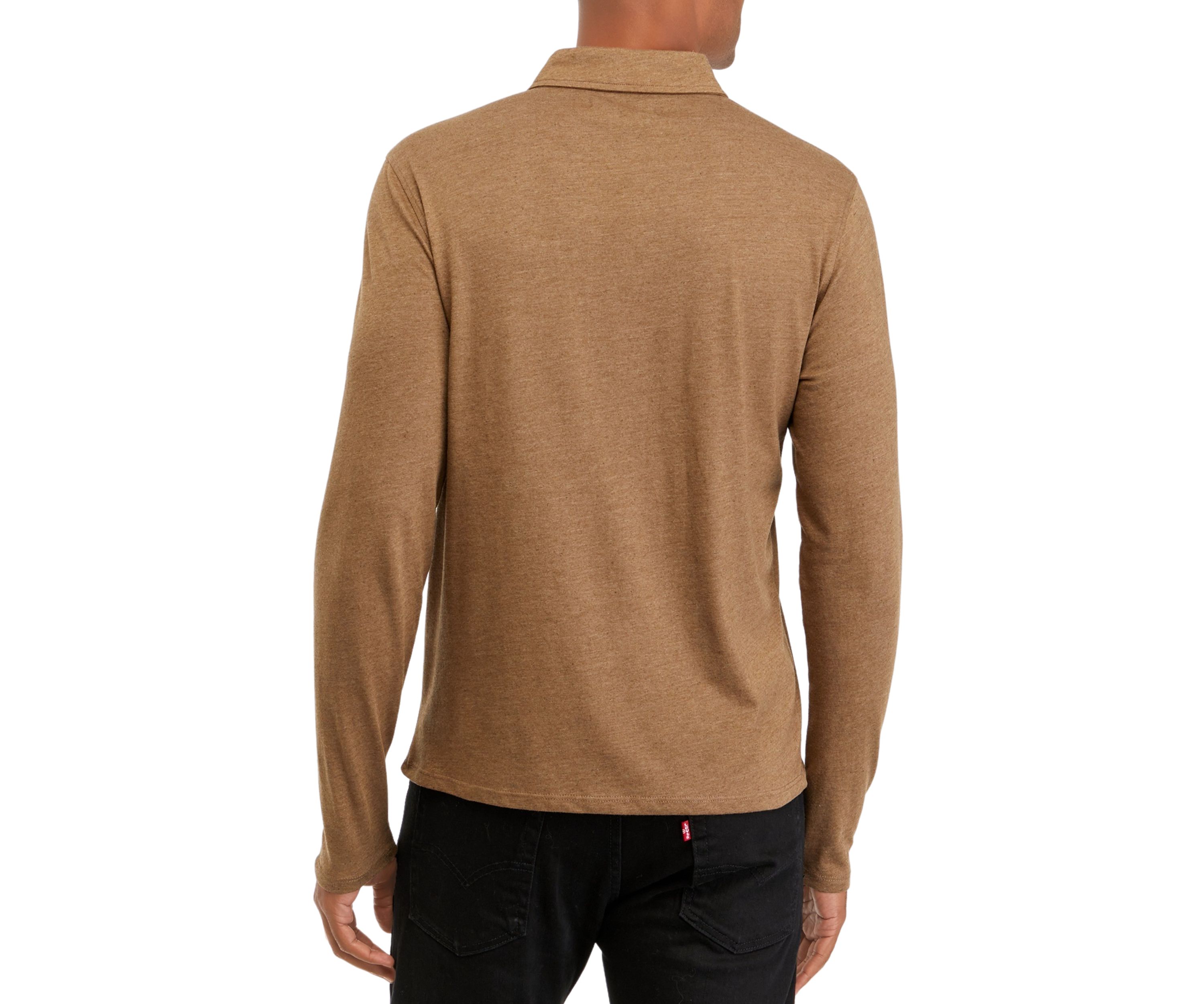 Mens Long Sleeve Melange Polo Shirt