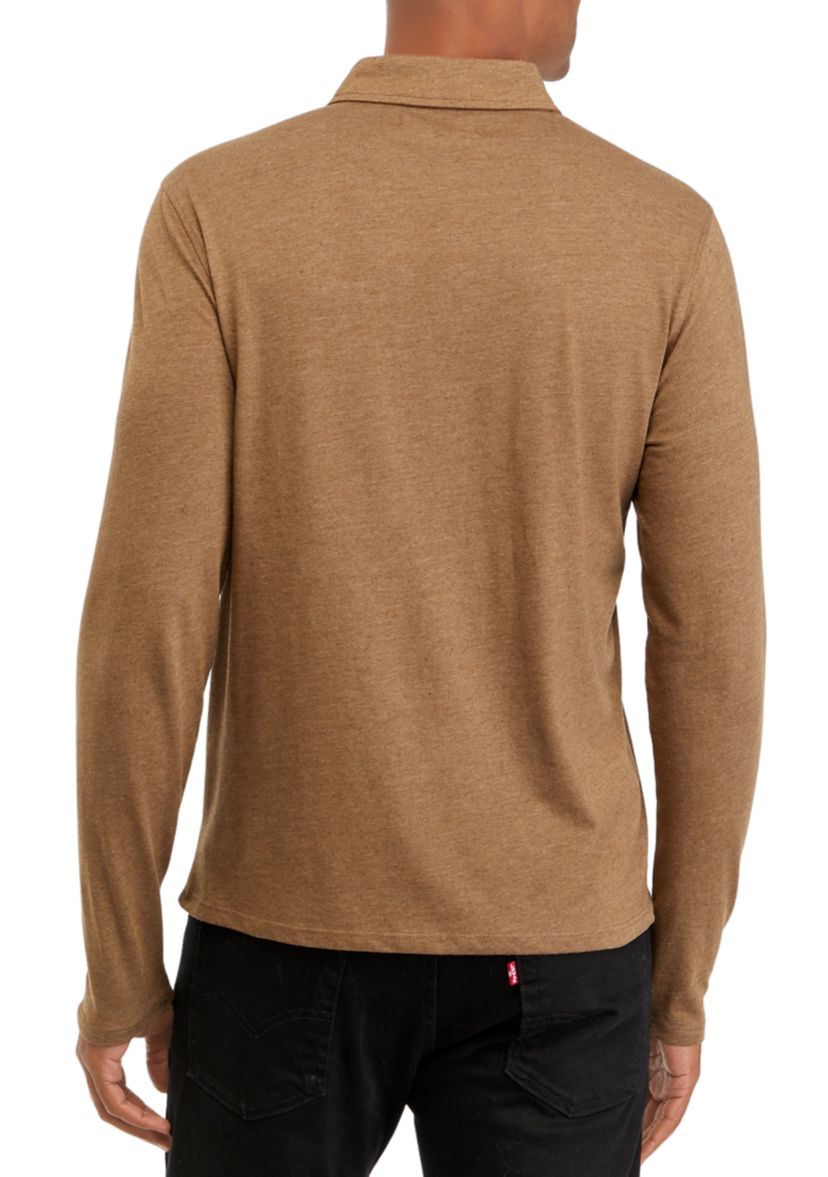 Mens Long Sleeve Melange Polo Shirt