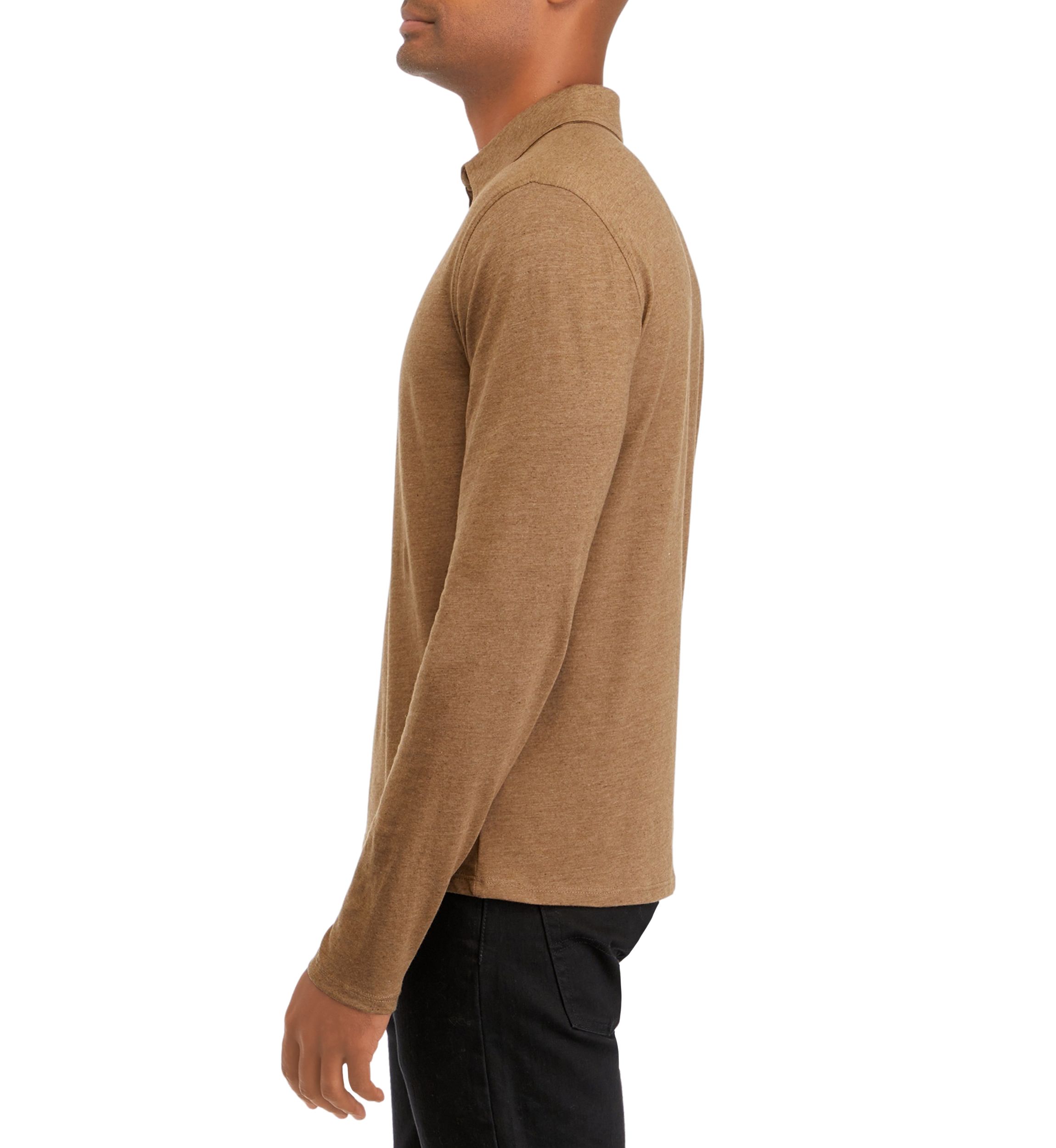 Mens Long Sleeve Melange Polo Shirt