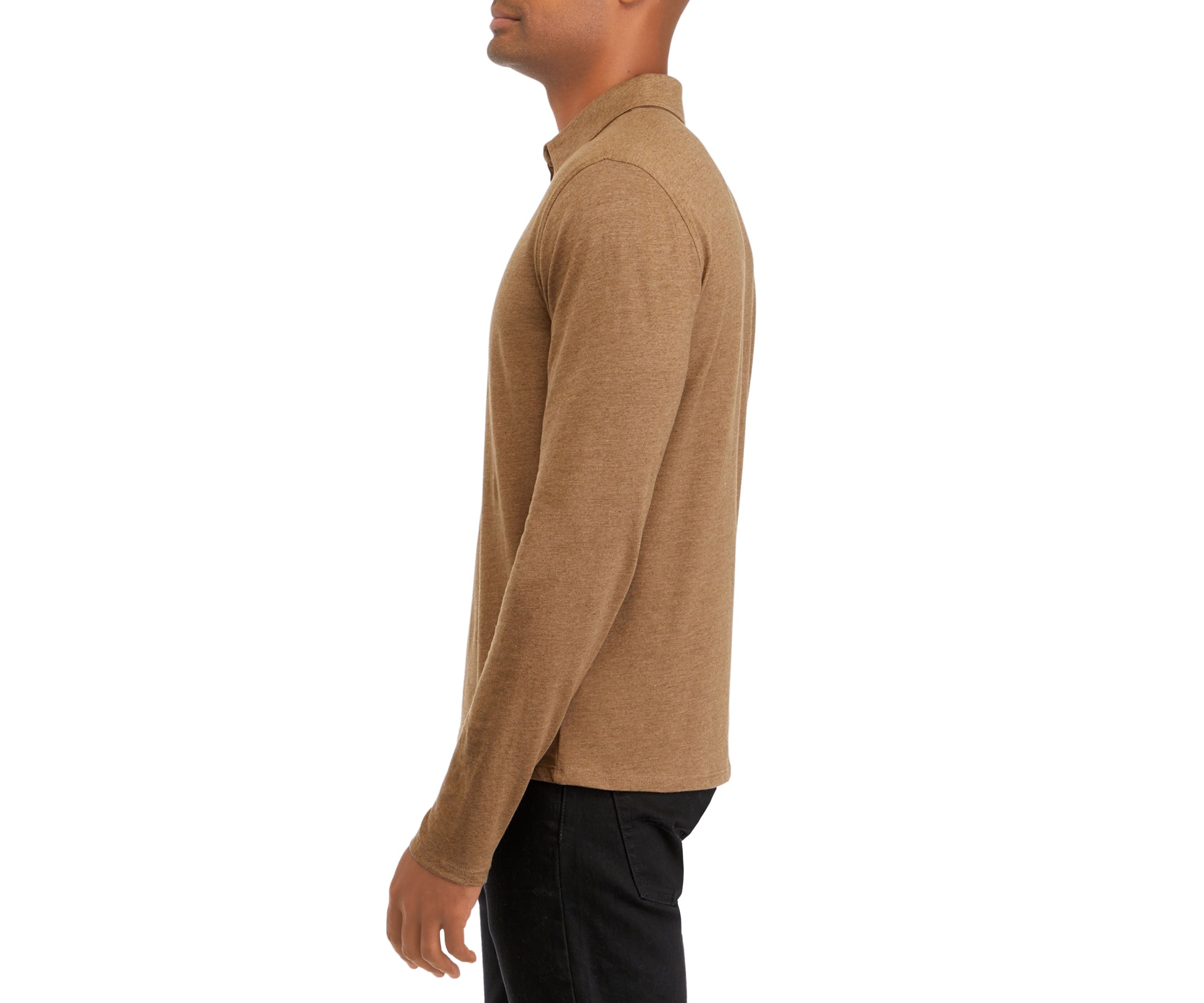 Mens Long Sleeve Melange Polo Shirt