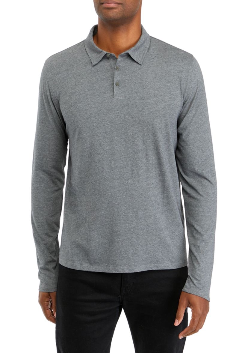 Mens Long Sleeve Melange Polo Shirt