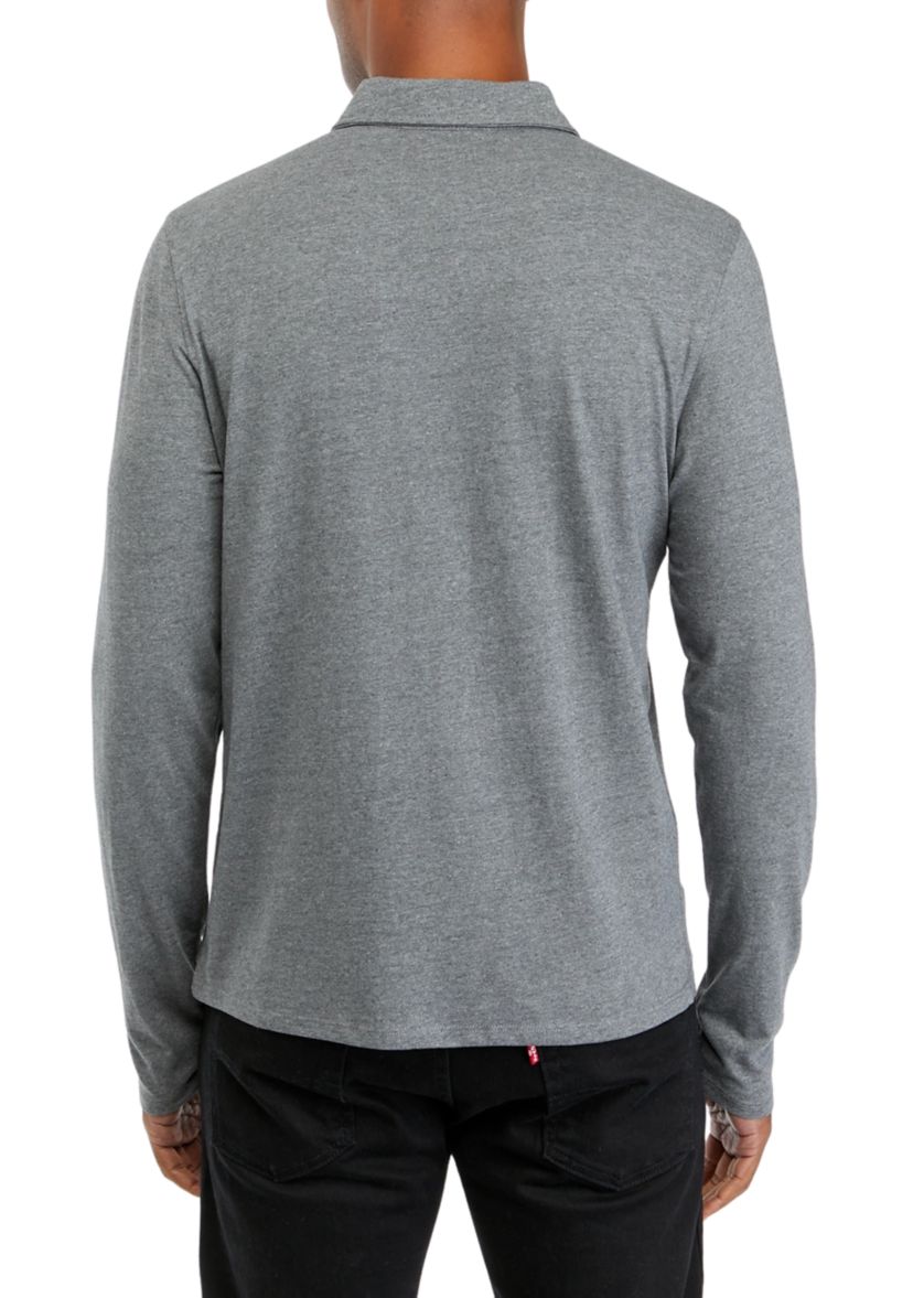 Mens Long Sleeve Melange Polo Shirt