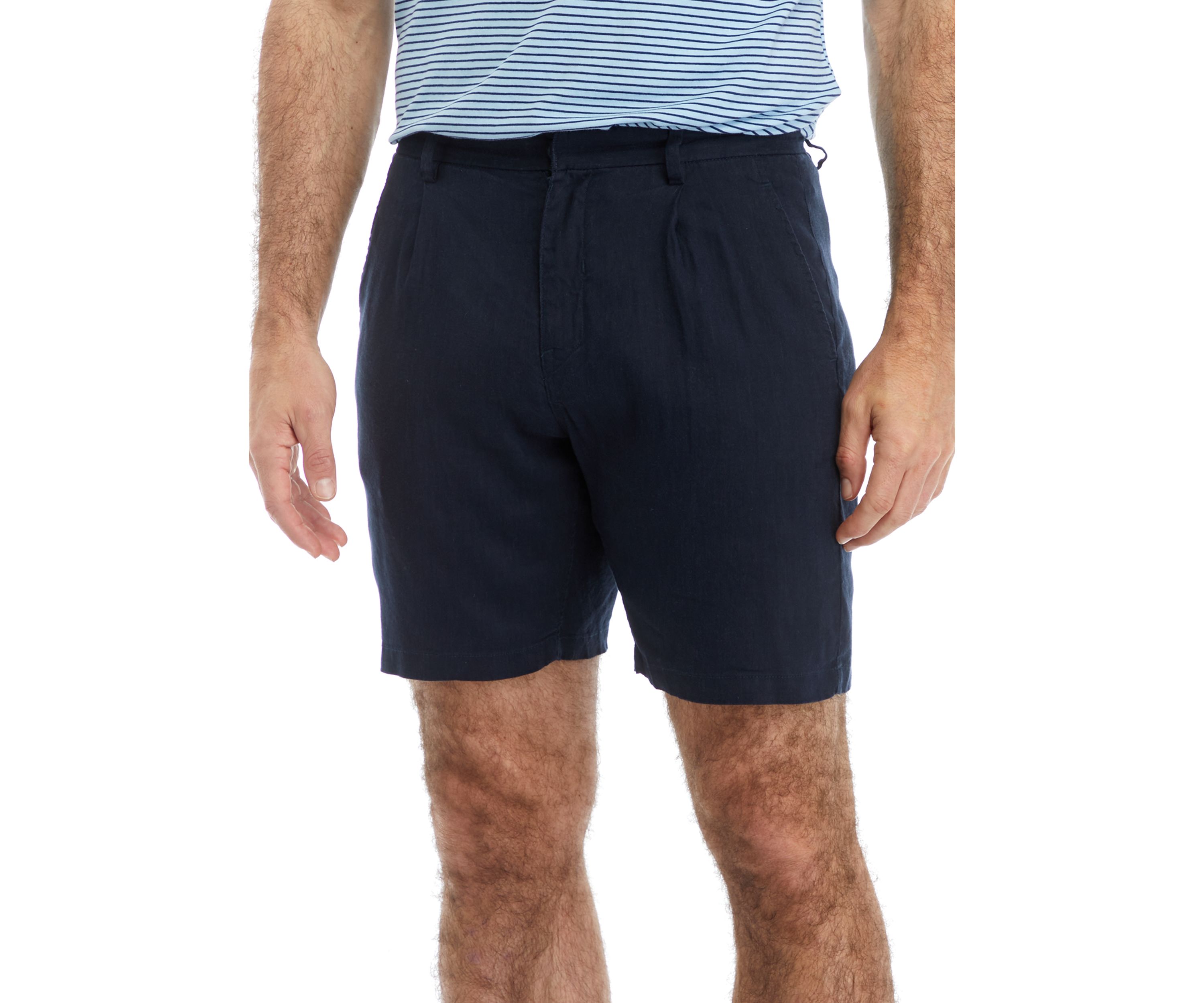 Mens Linen Rayon Pleated Shorts