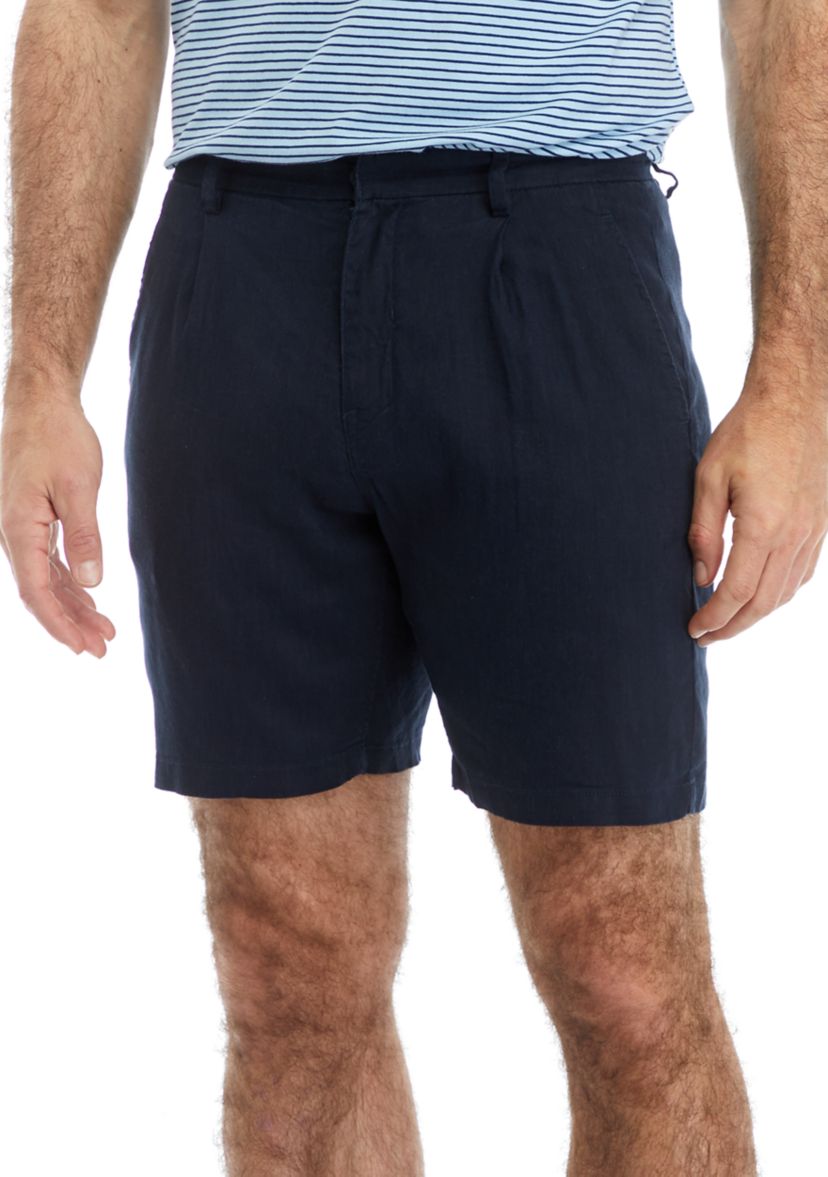 Mens Linen Rayon Pleated Shorts