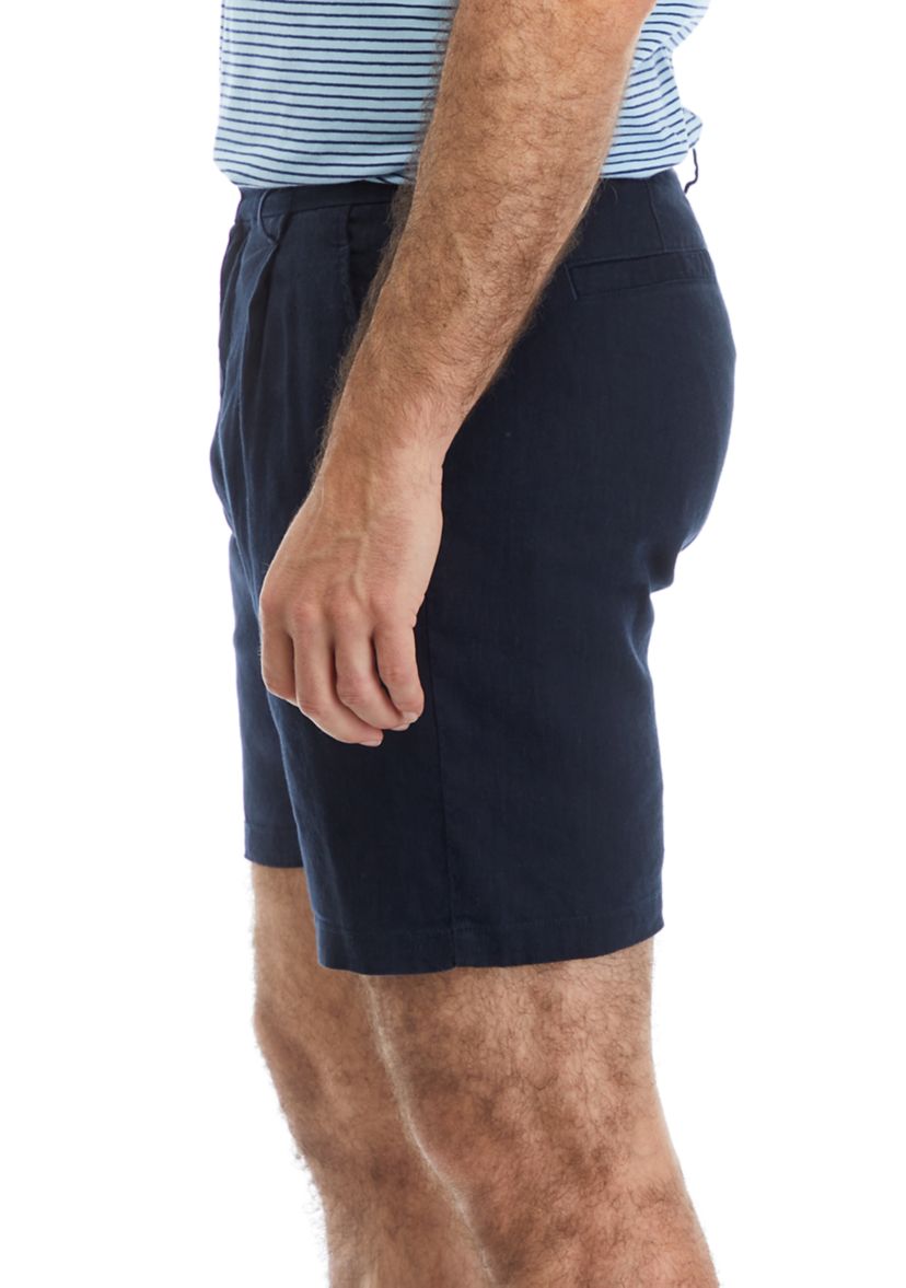 Mens Linen Rayon Pleated Shorts
