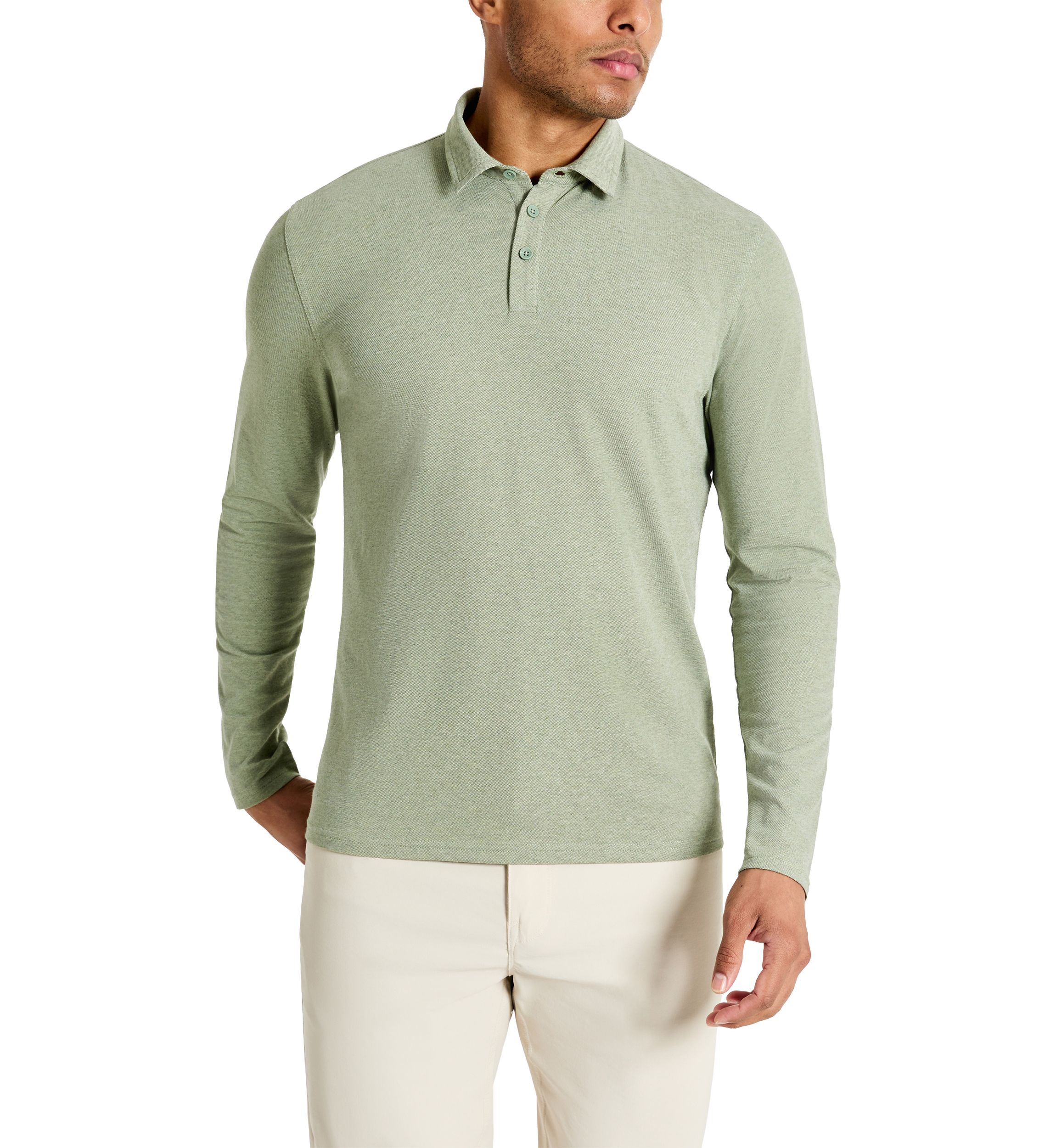 Sport Solid Long Sleeve Polo Shirt