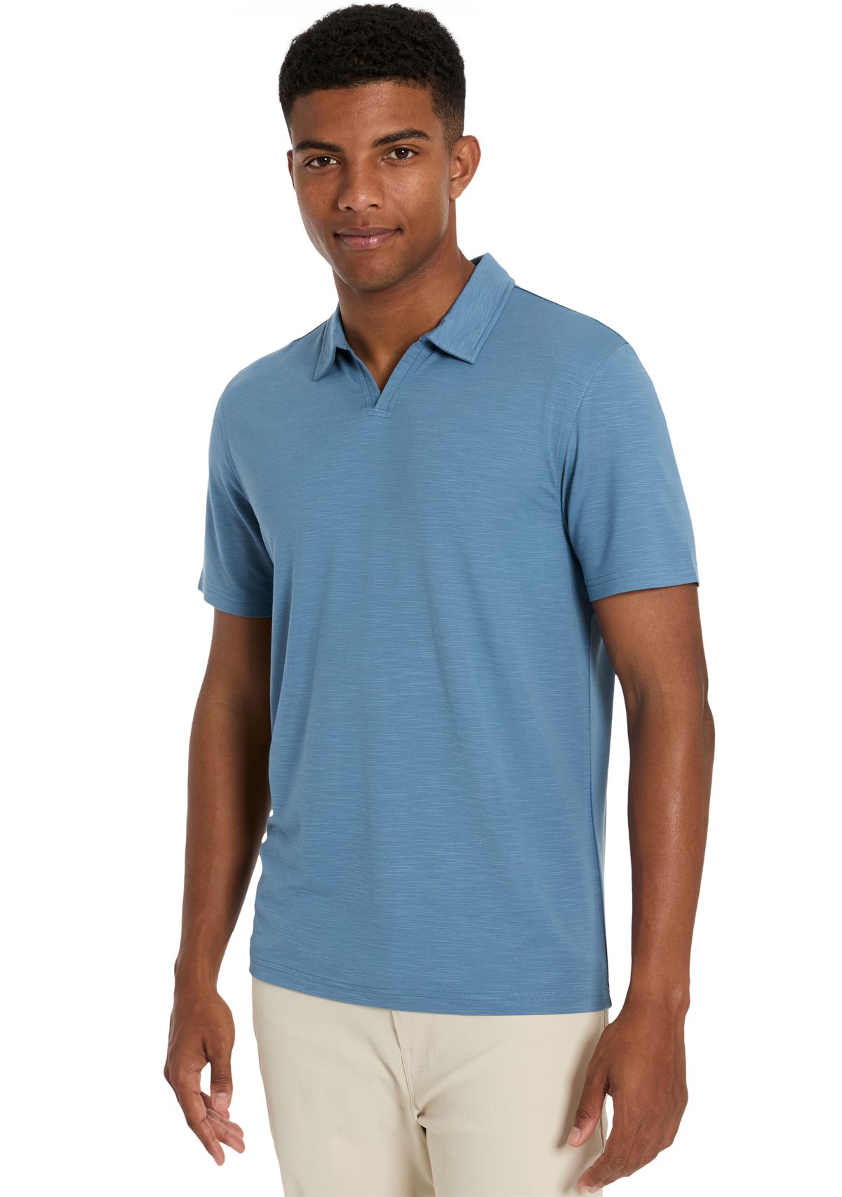 Mens Short Sleeve Johnny Collar Polo Shirt