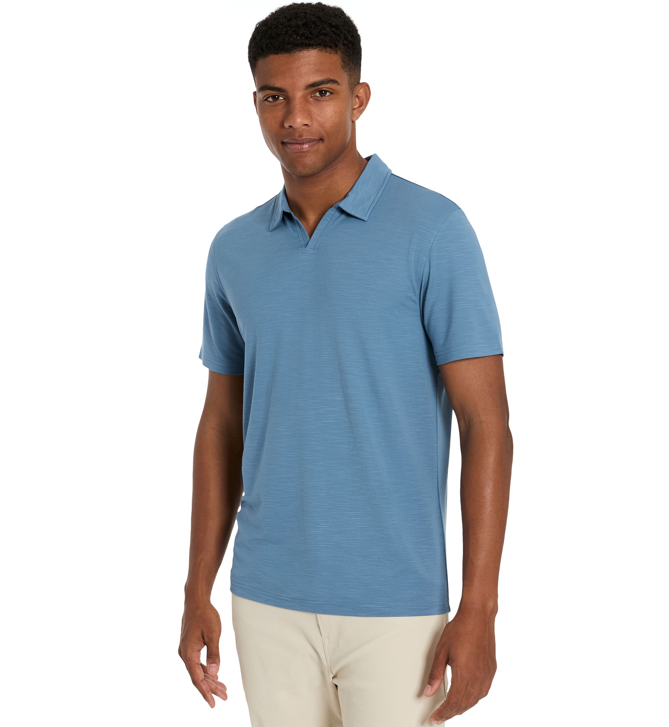 Mens Short Sleeve Johnny Collar Polo Shirt