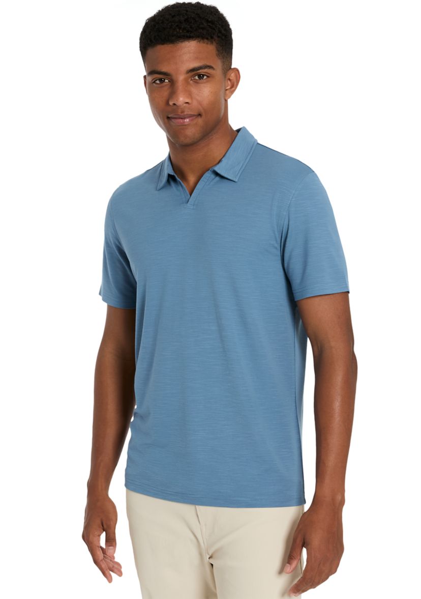 Mens Short Sleeve Johnny Collar Polo Shirt