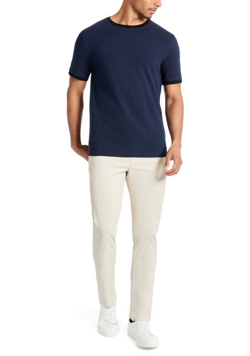 Mens Ribbed Classic Crew Neck T-Shirt