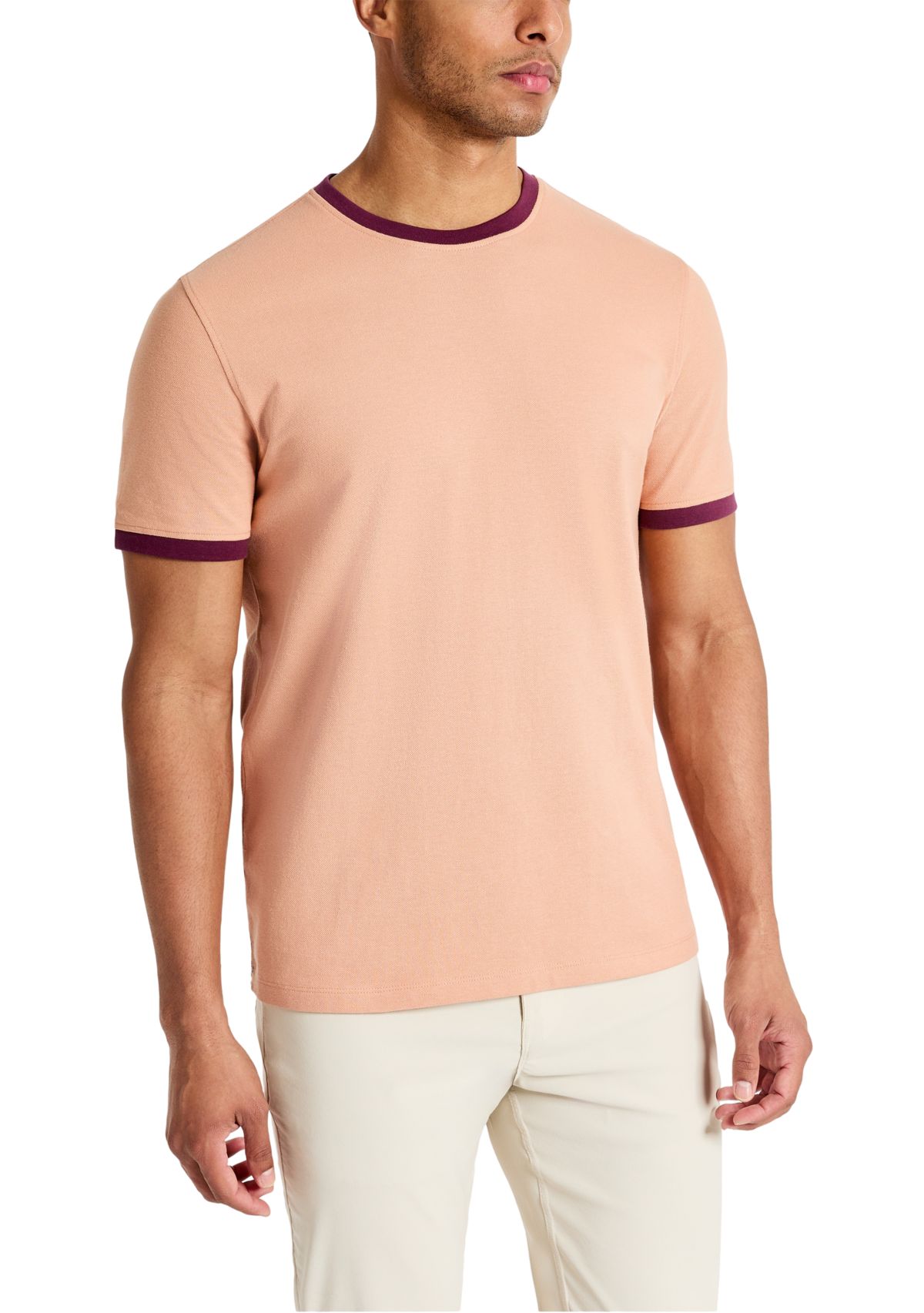 Mens Ribbed Classic Crew Neck T-Shirt