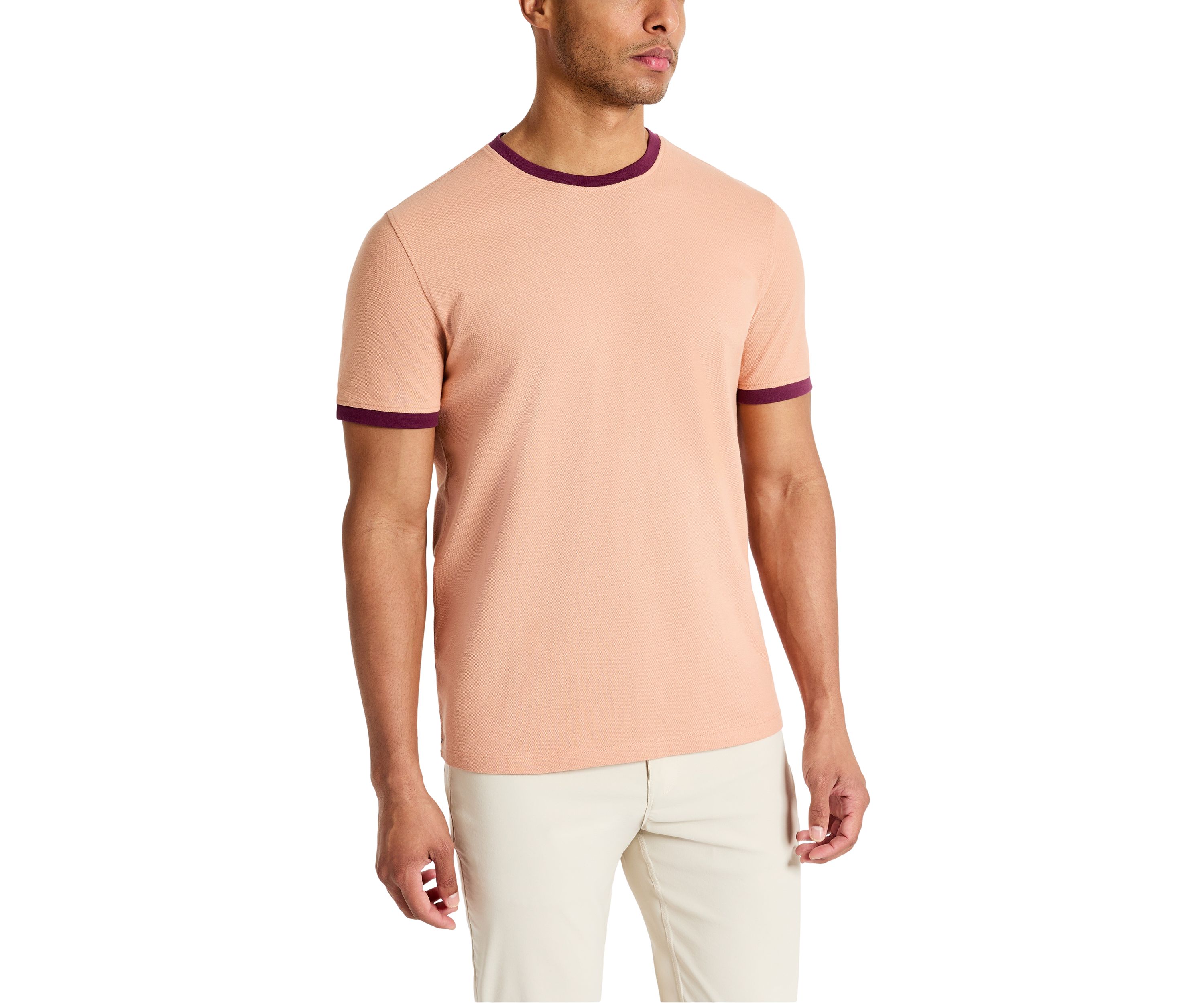 Mens Ribbed Classic Crew Neck T-Shirt