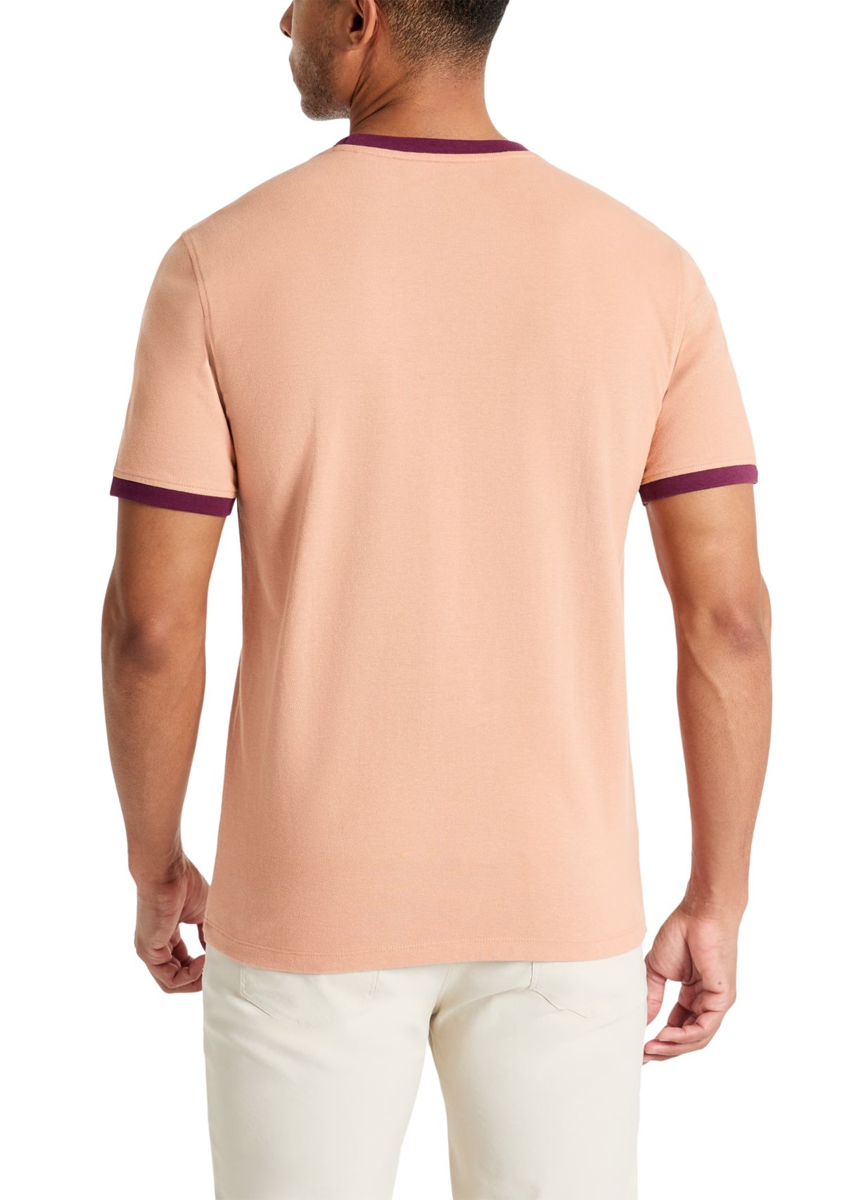 Mens Ribbed Classic Crew Neck T-Shirt