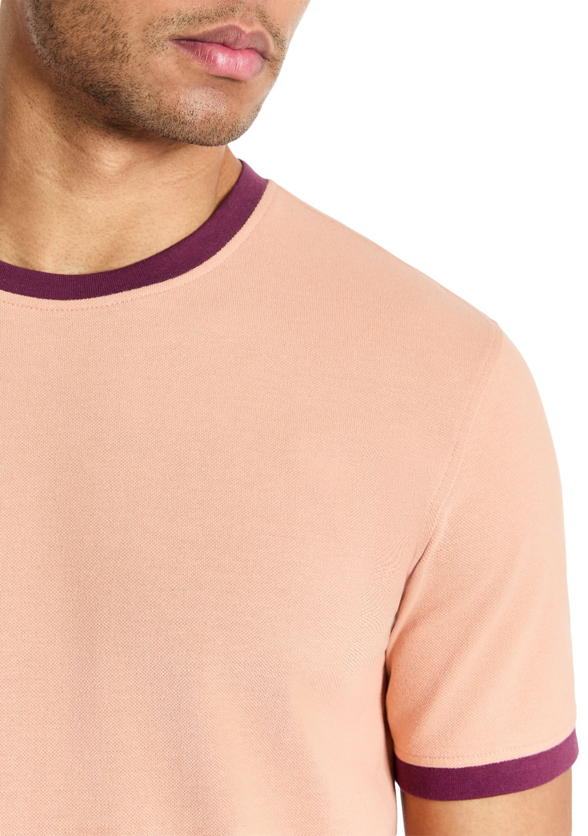 Mens Ribbed Classic Crew Neck T-Shirt