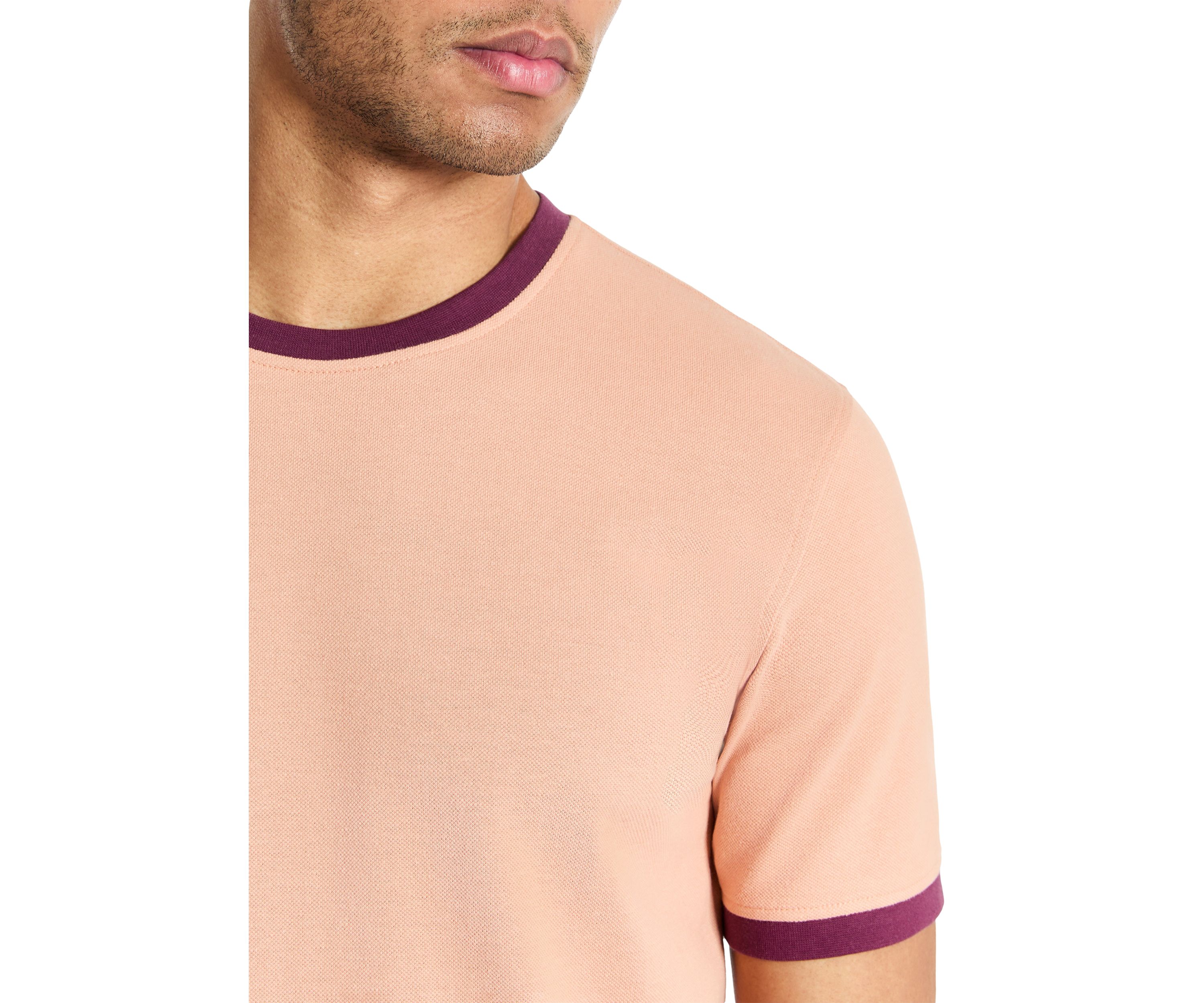 Mens Ribbed Classic Crew Neck T-Shirt