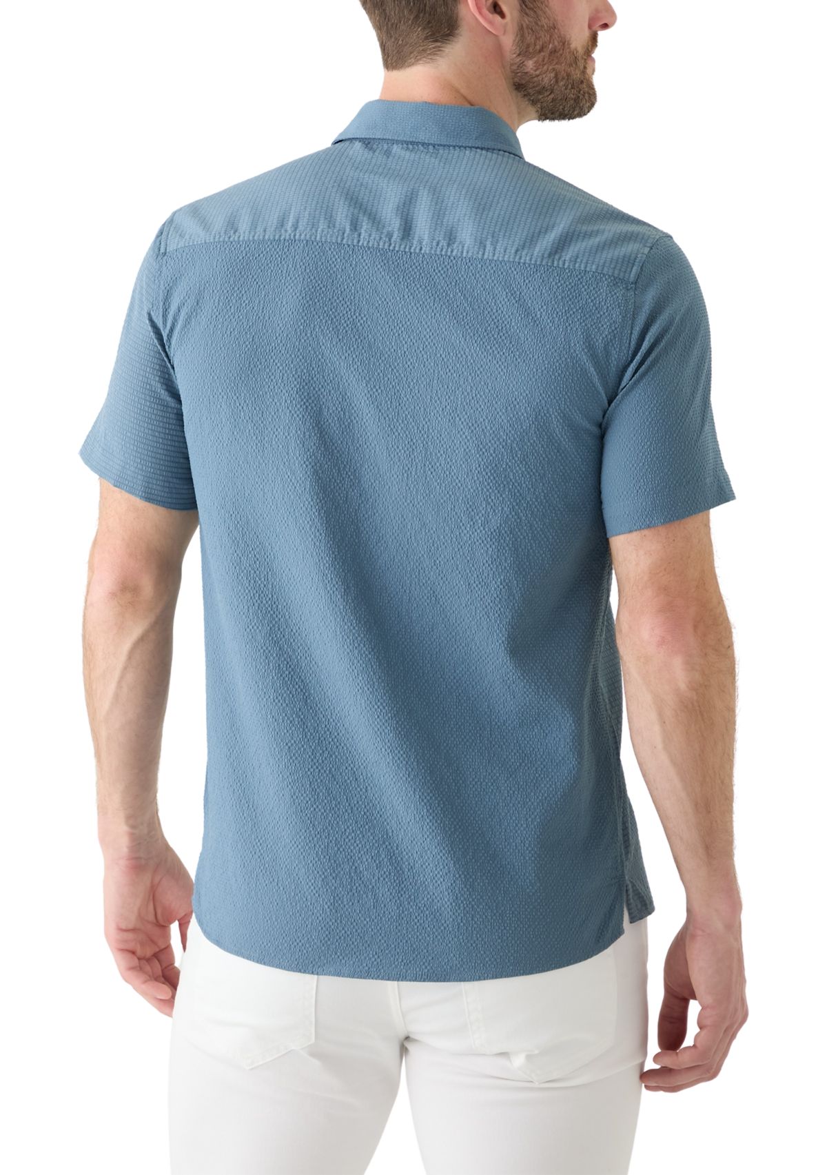 Mens Short Sleeve Mixed Media Sport Shirt