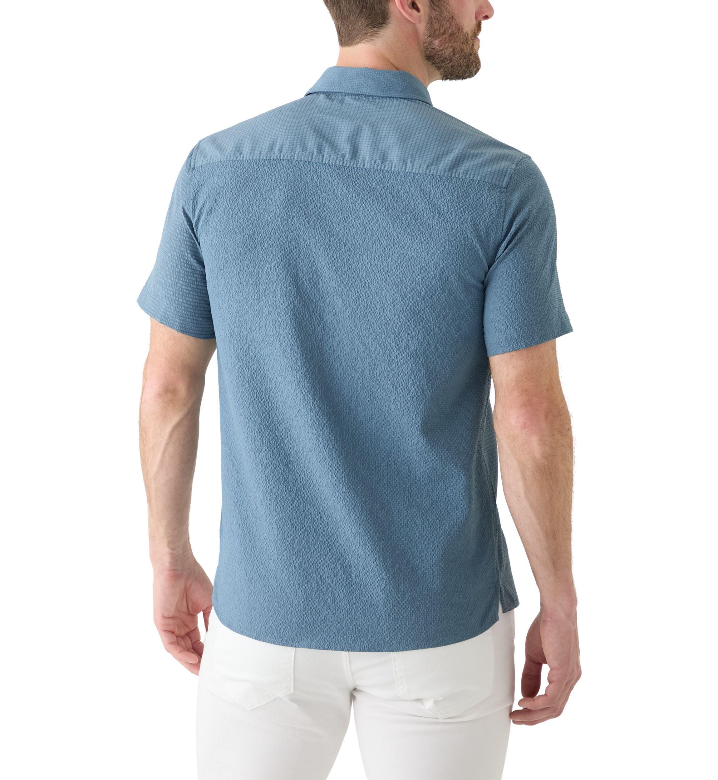 Mens Short Sleeve Mixed Media Sport Shirt