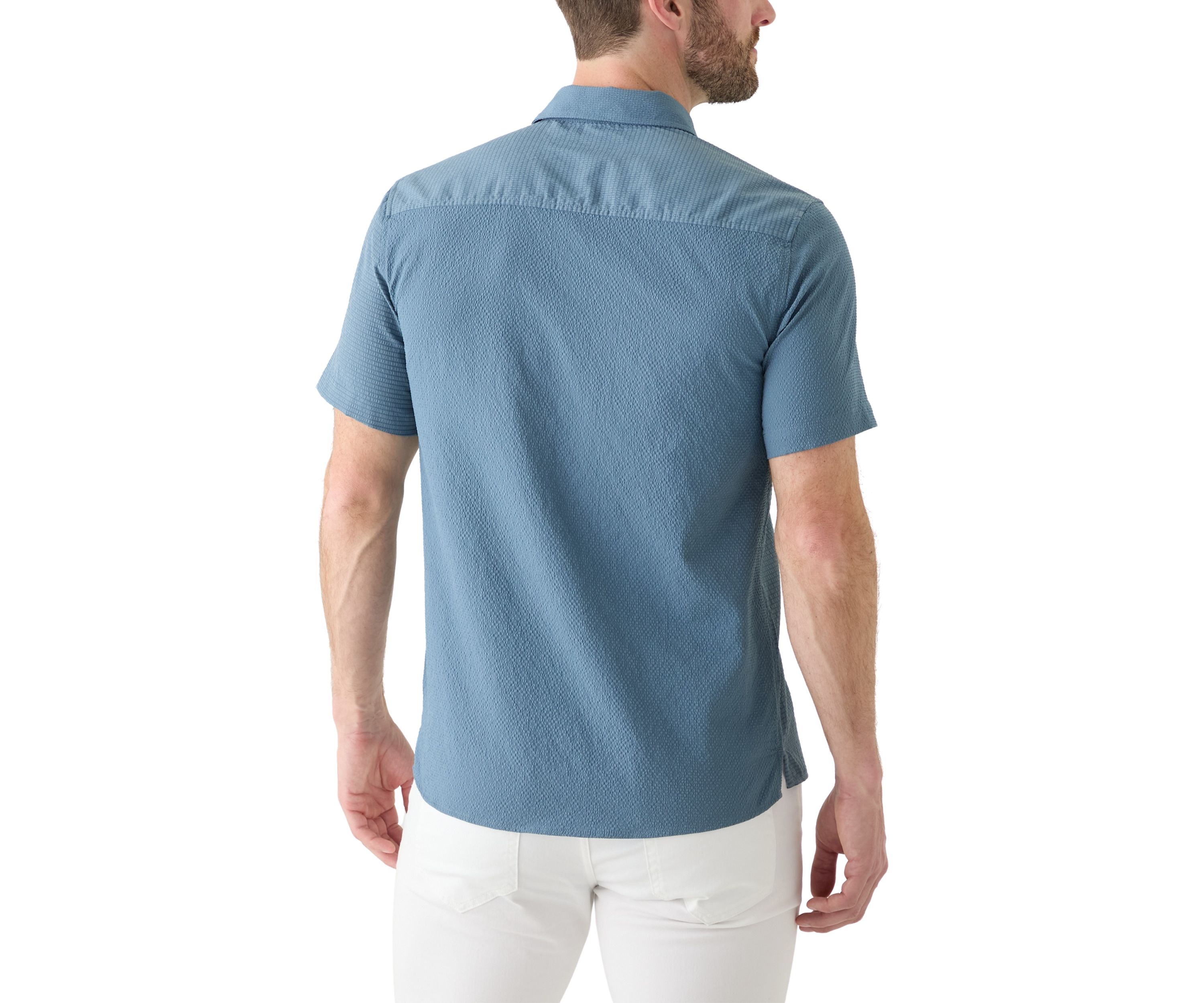 Mens Short Sleeve Mixed Media Sport Shirt