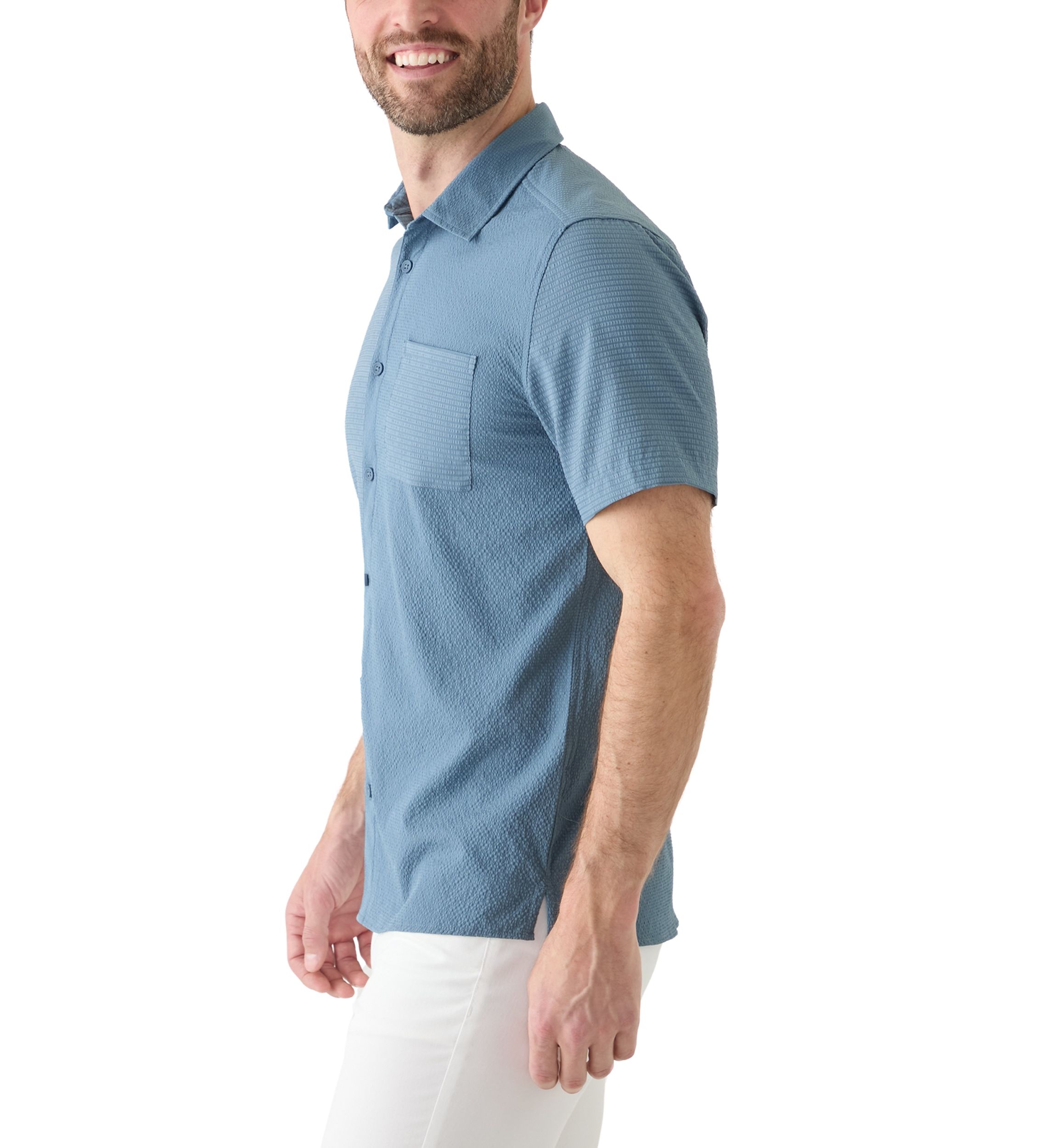 Mens Short Sleeve Mixed Media Sport Shirt