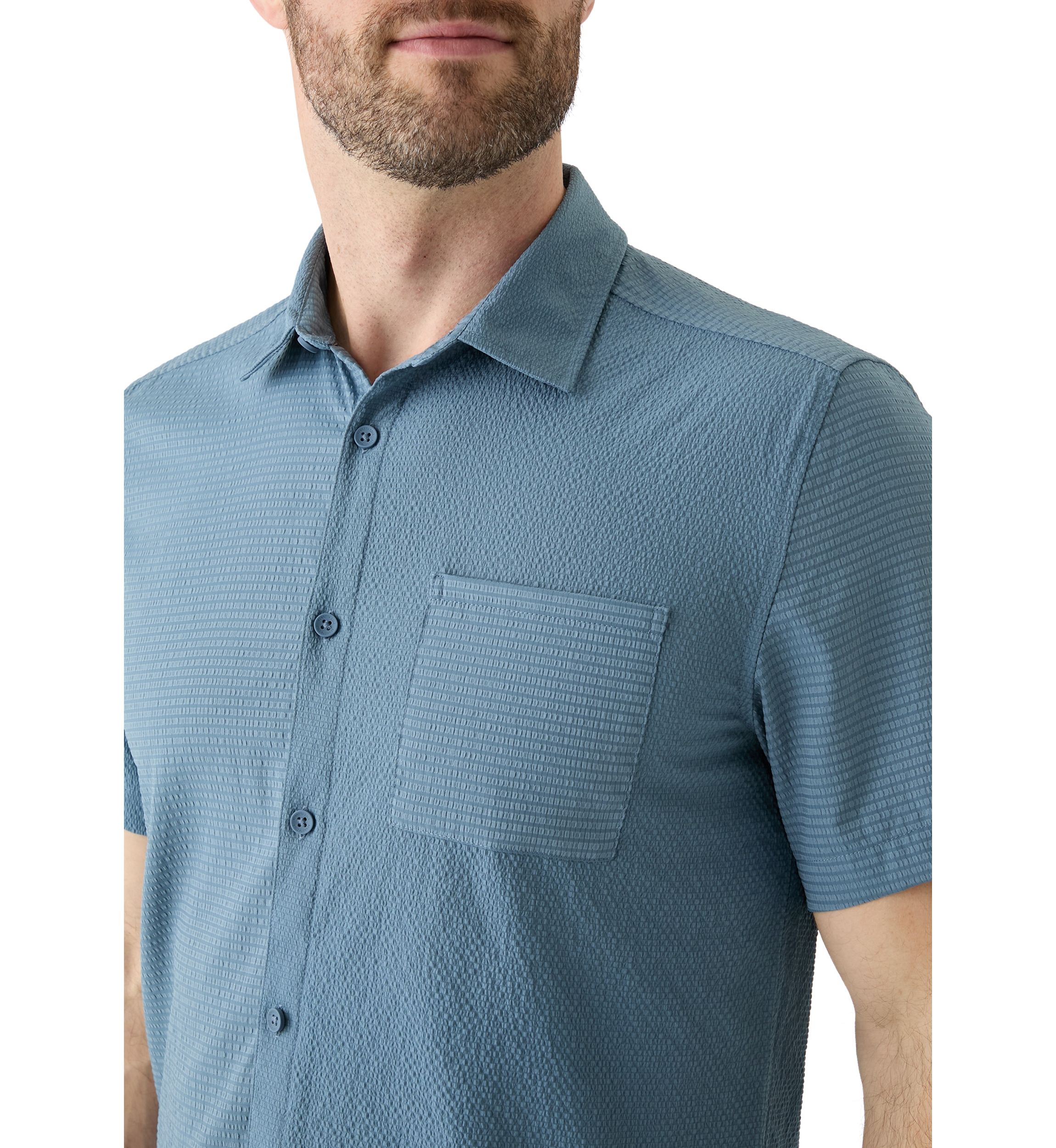 Mens Short Sleeve Mixed Media Sport Shirt