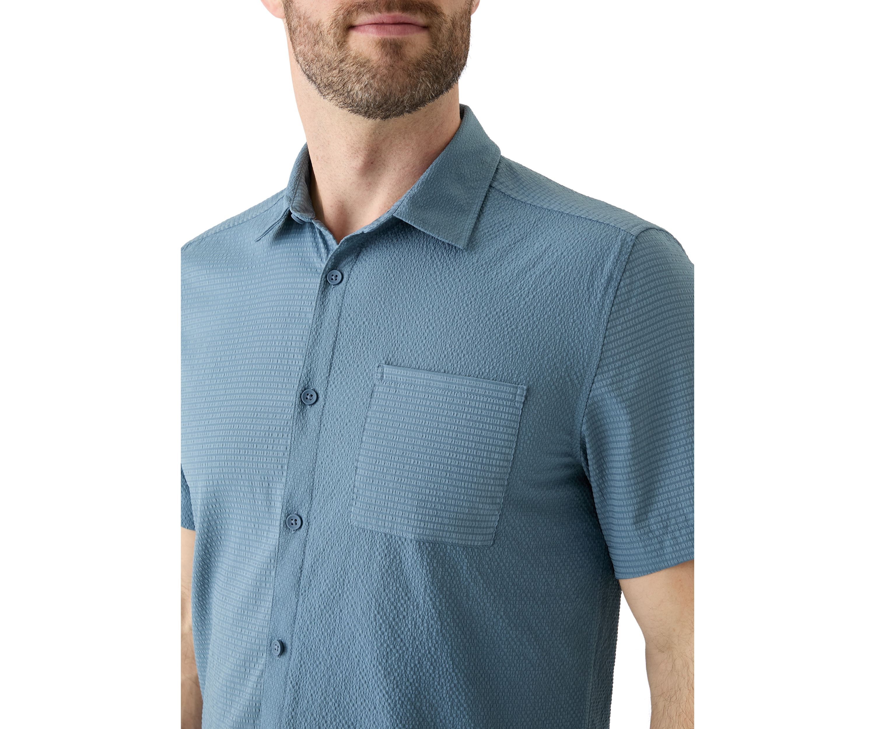 Mens Short Sleeve Mixed Media Sport Shirt