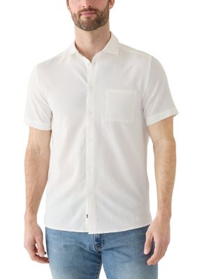 Kenneth Cole Men's Mixed Media Pocket Shirt, White, 2XL
