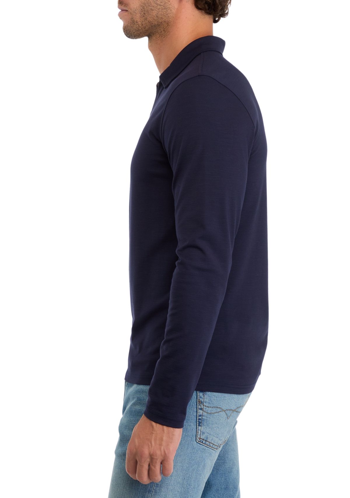 Long Sleeve Johnny Collar Polo Shirt 