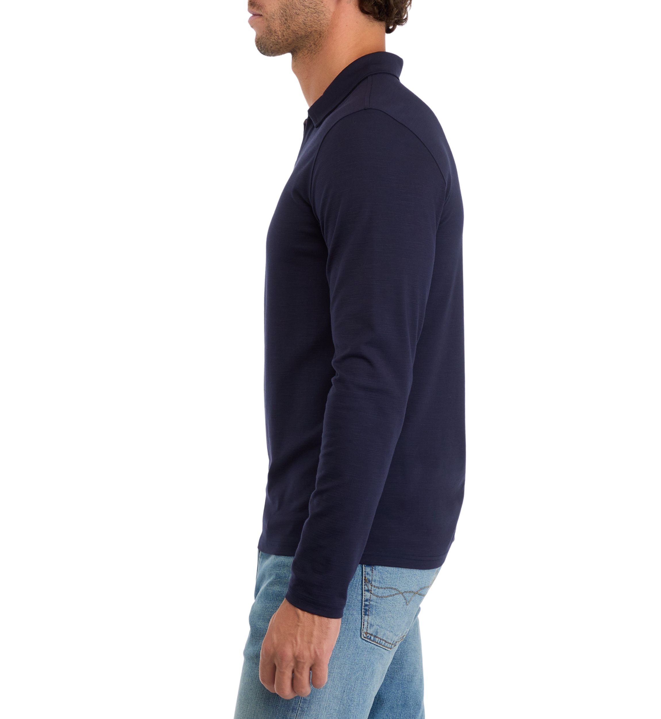 Long Sleeve Johnny Collar Polo Shirt 