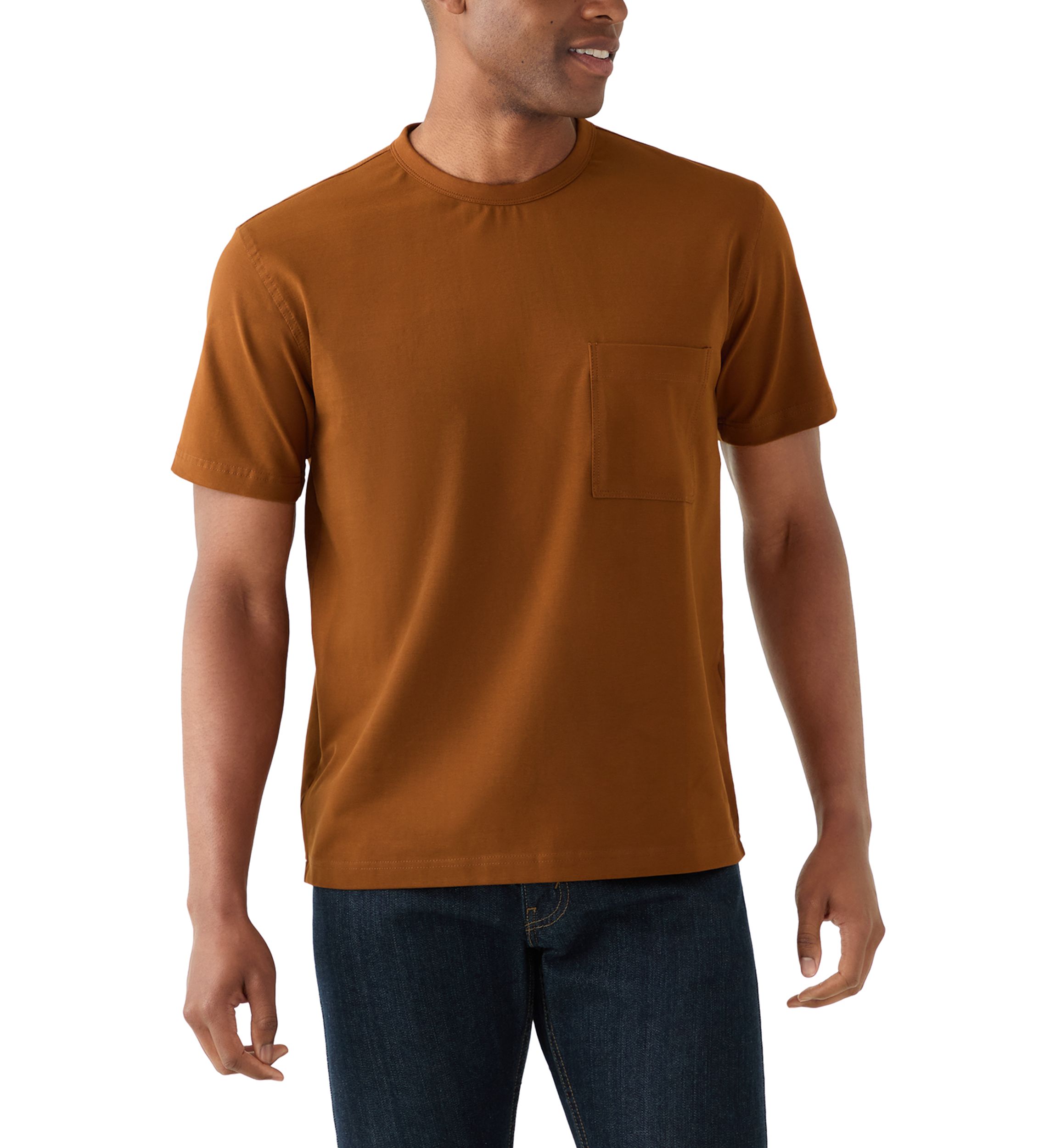Sport Brown Solid Classic Crewneck Tee