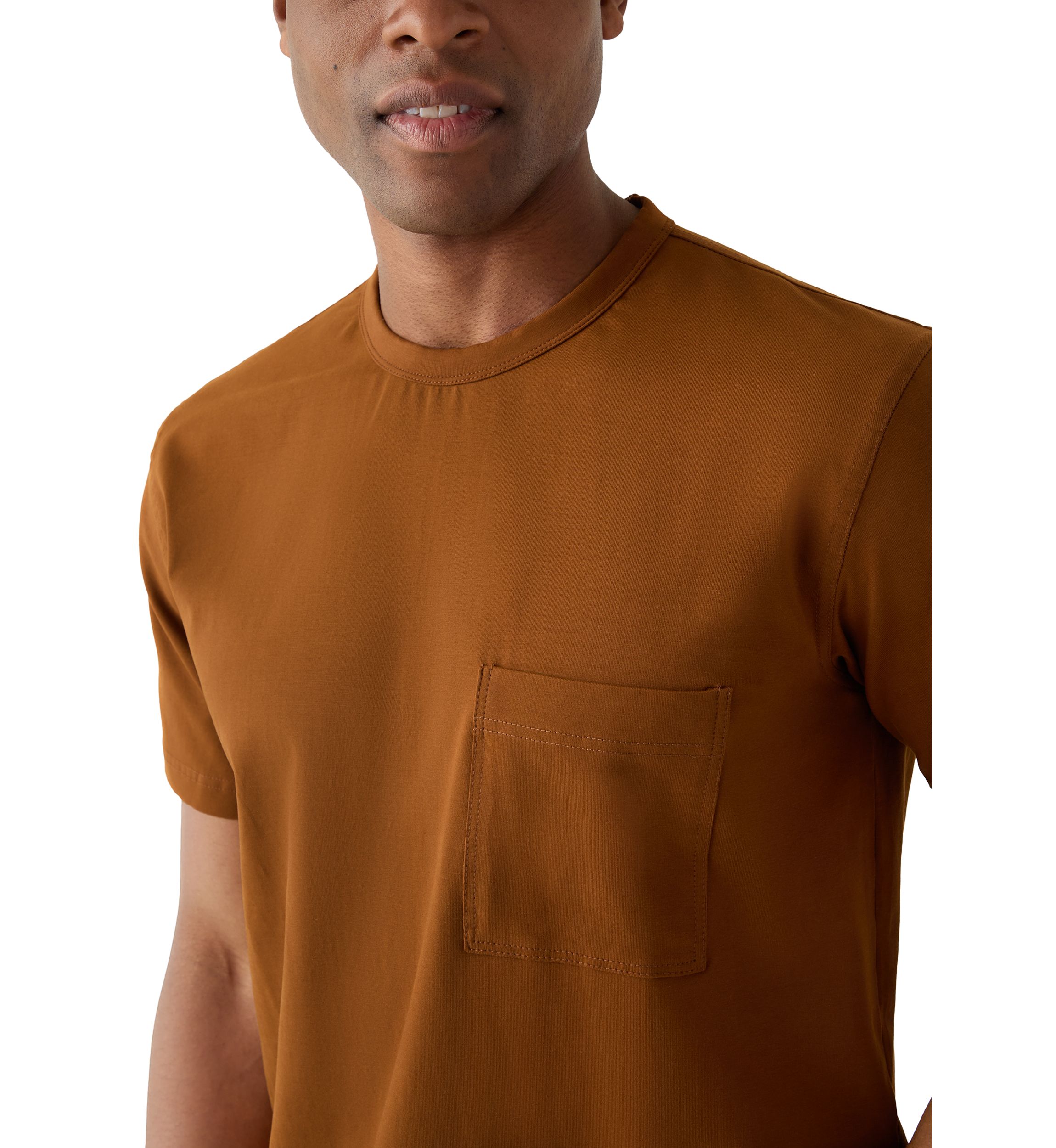 Sport Brown Solid Classic Crewneck Tee