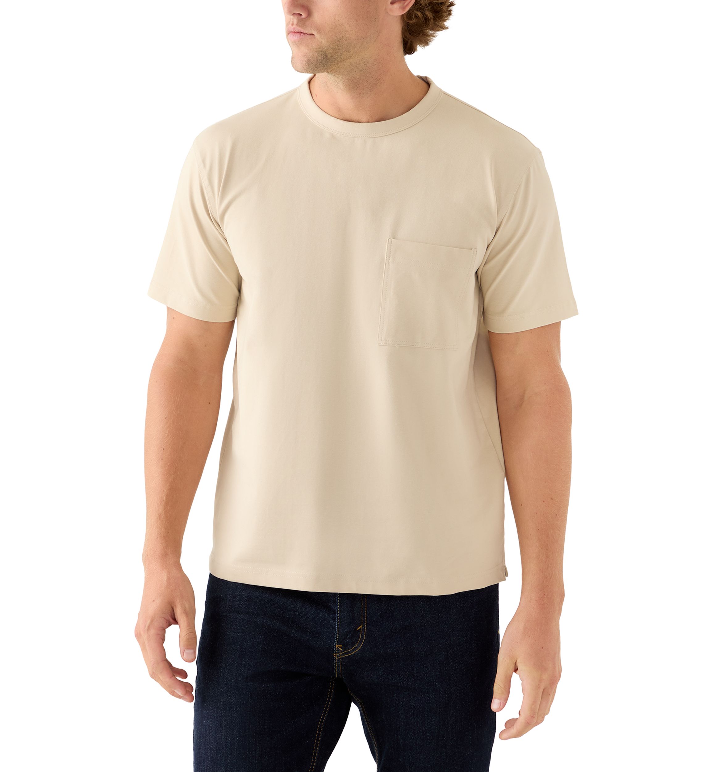 Sport Offwhite Solid Classic Crewneck Tee