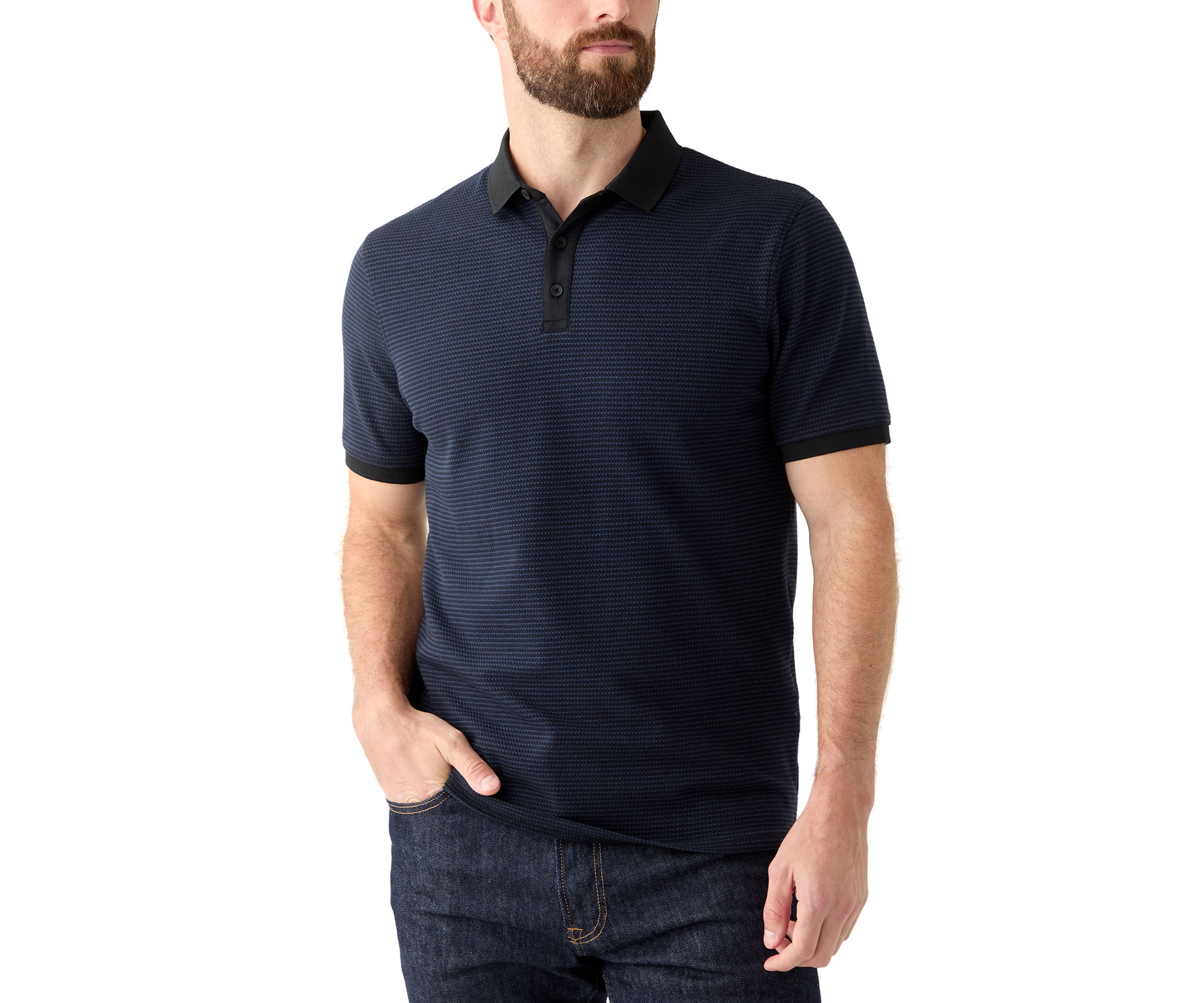 Mens Contrast Placket Button Polo Shirt