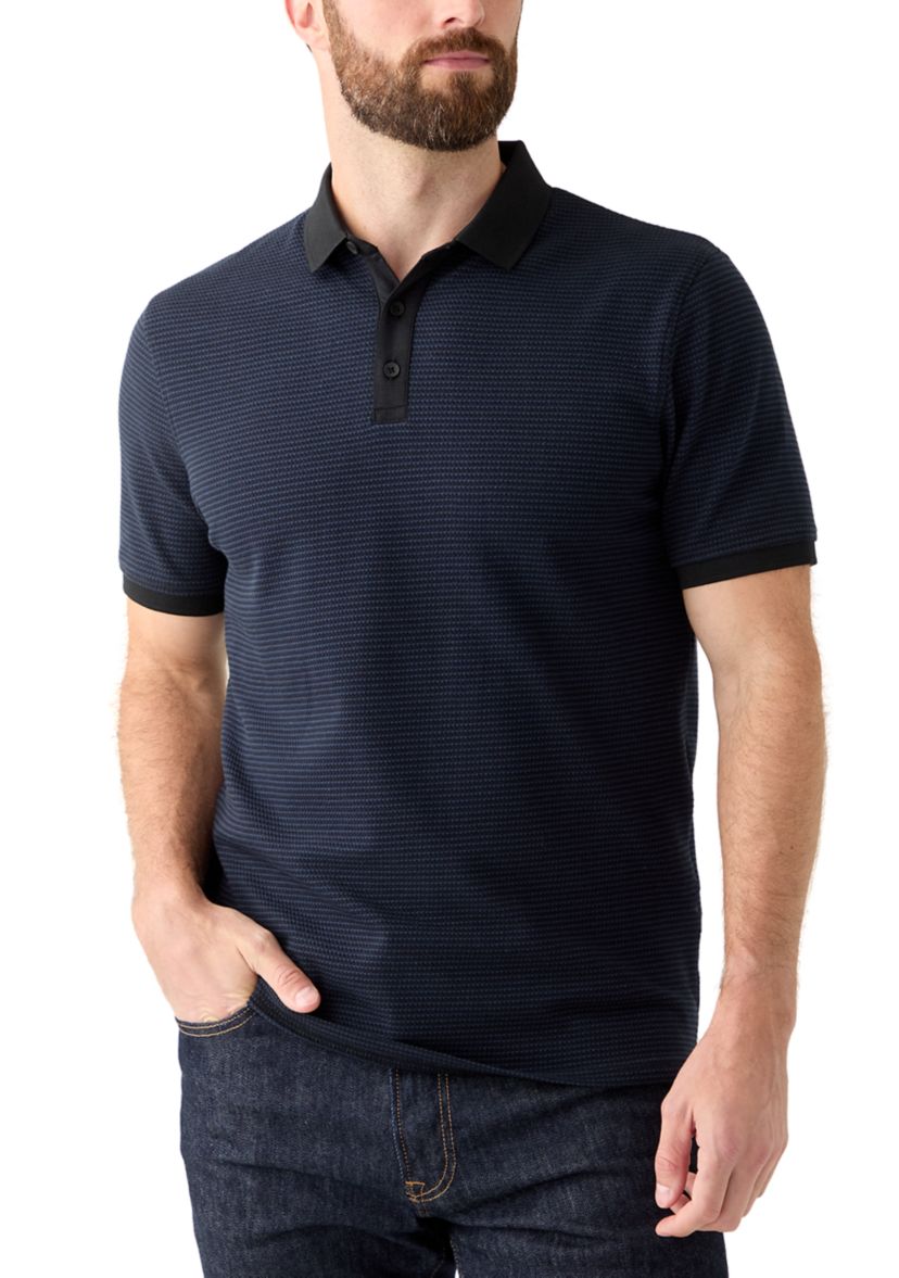 Mens Contrast Placket Button Polo Shirt
