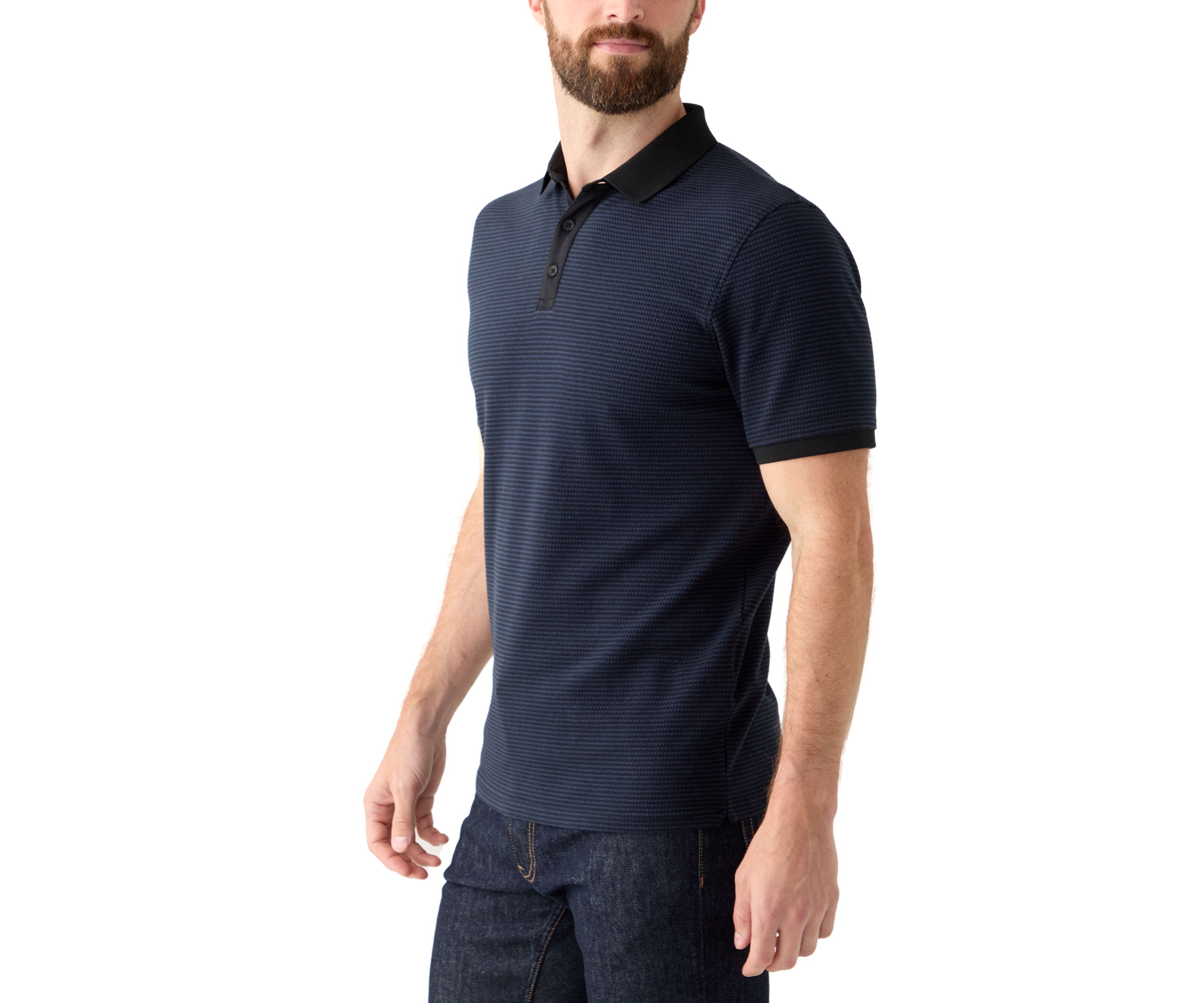 Mens Contrast Placket Button Polo Shirt