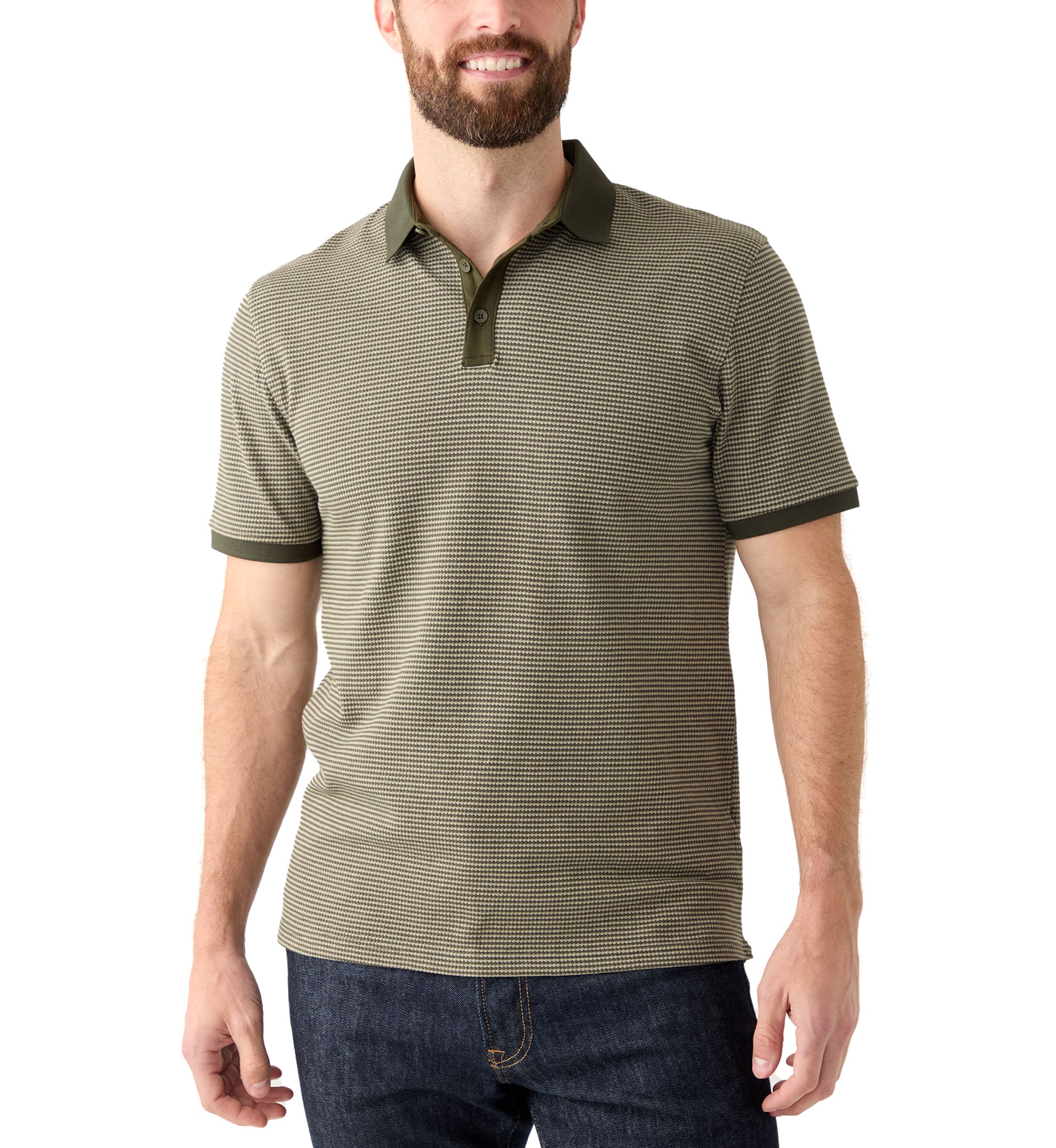 Mens Contrast Placket Button Polo Shirt