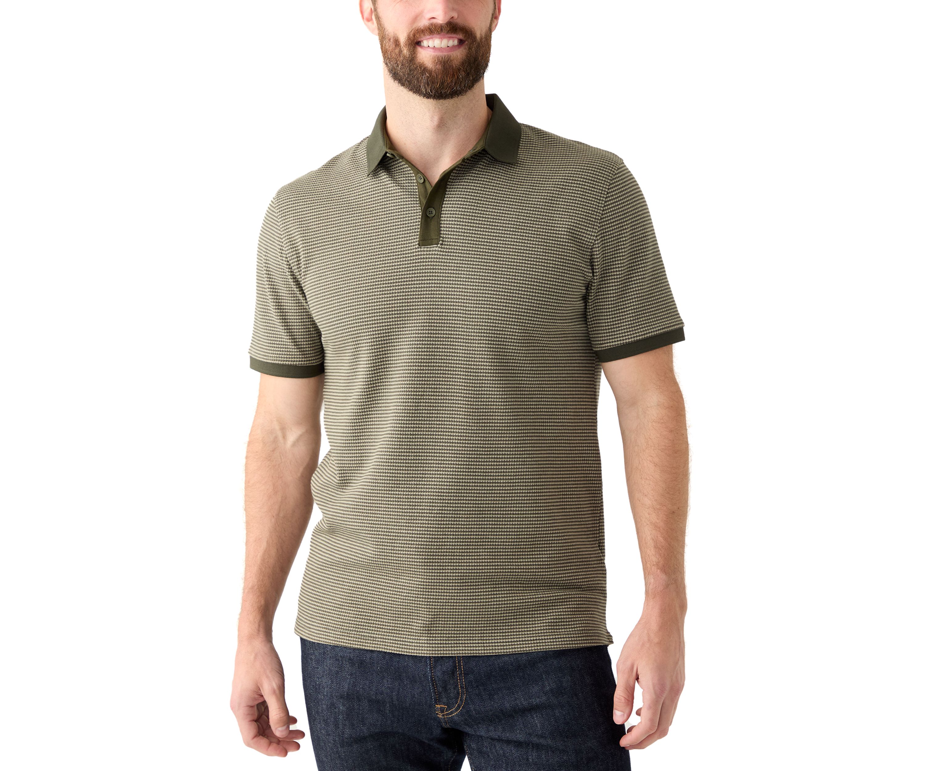 Mens Contrast Placket Button Polo Shirt