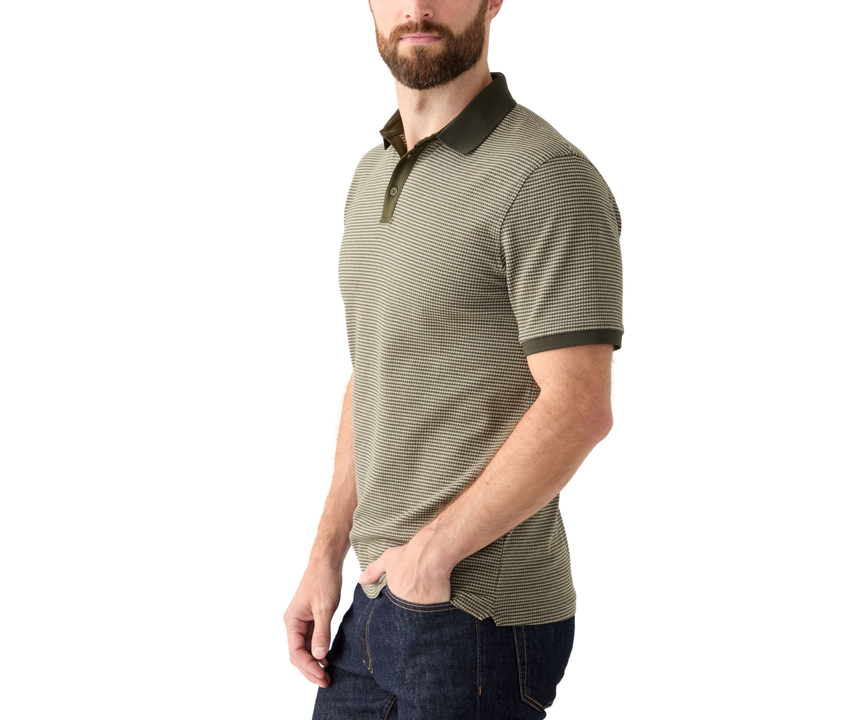 Mens Contrast Placket Button Polo Shirt