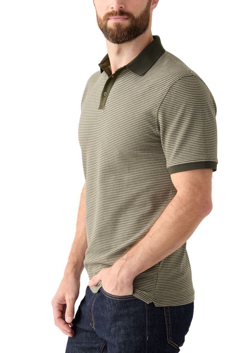 Mens Contrast Placket Button Polo Shirt