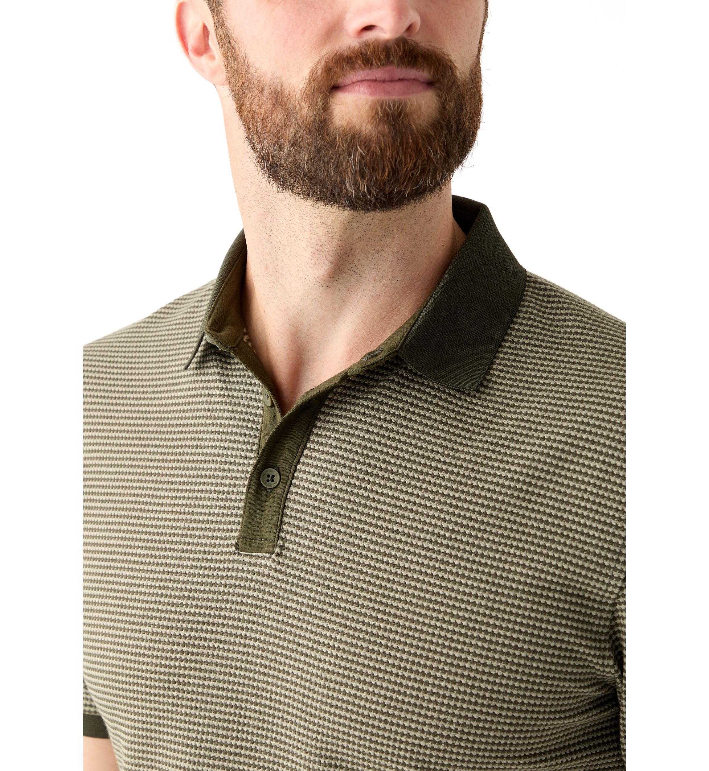 Mens Contrast Placket Button Polo Shirt