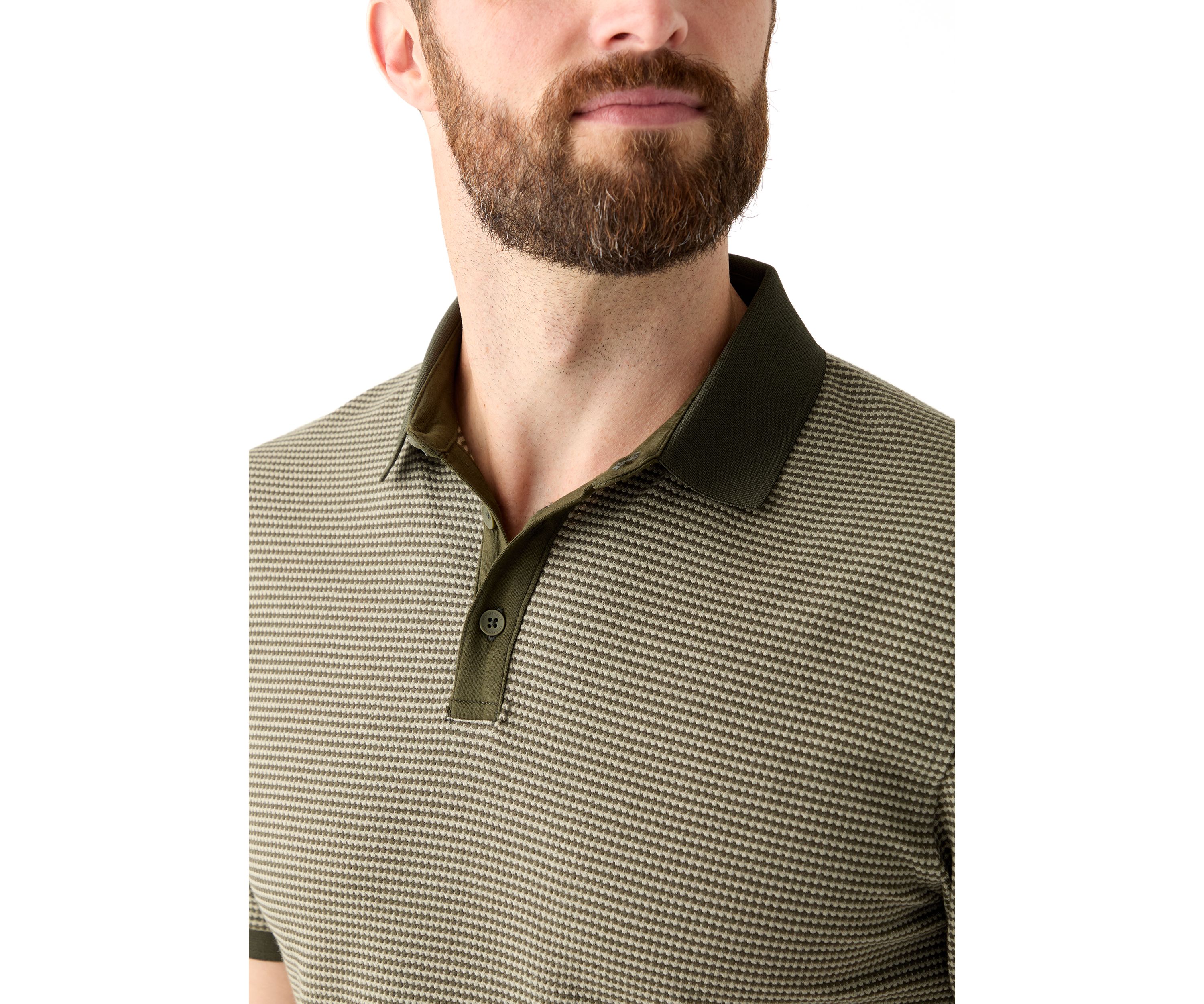 Mens Contrast Placket Button Polo Shirt