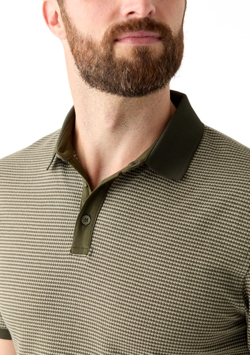 Mens Contrast Placket Button Polo Shirt
