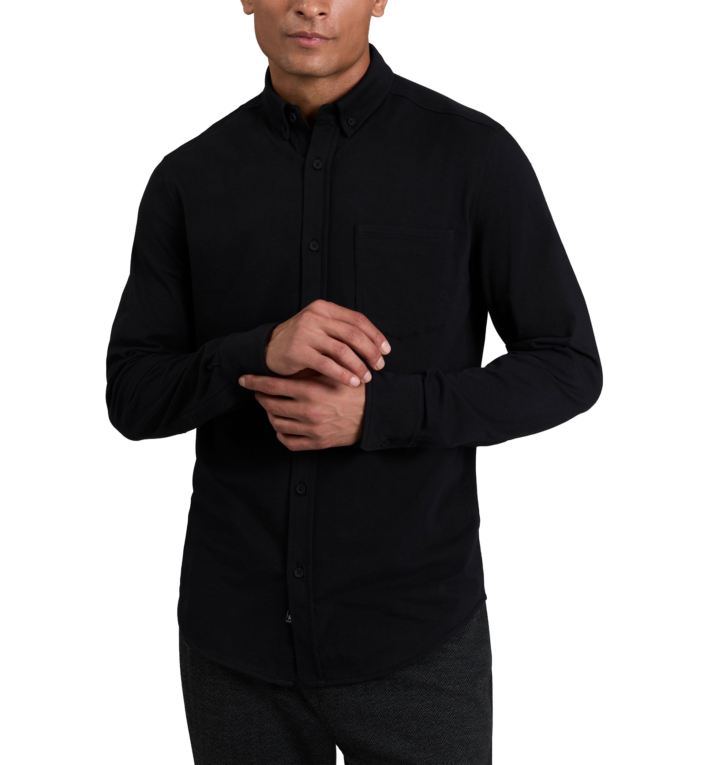 Mens Long Sleeve Knit Polo Shirt